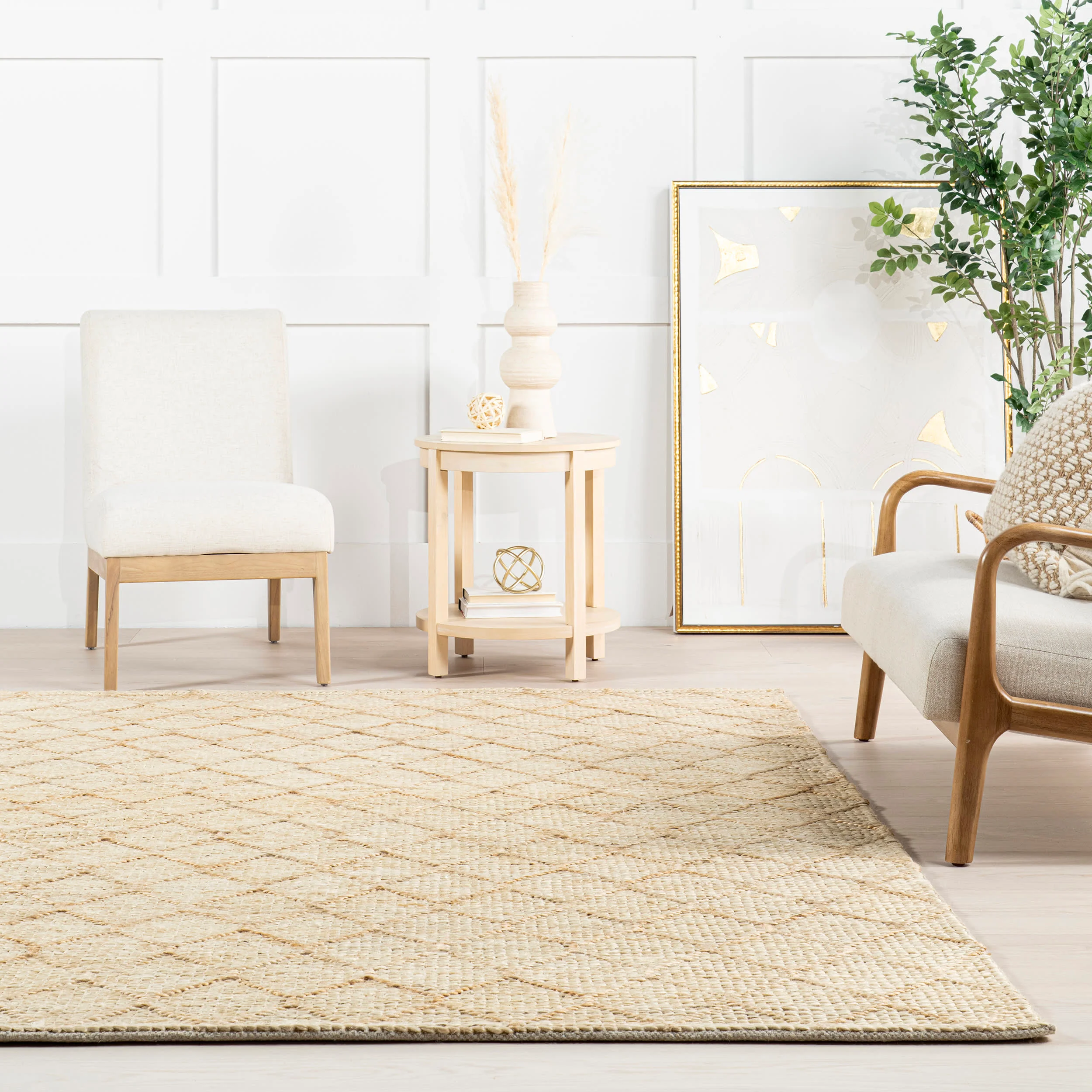 Tiles Handwoven Jute Rug | Ivory - Image 4