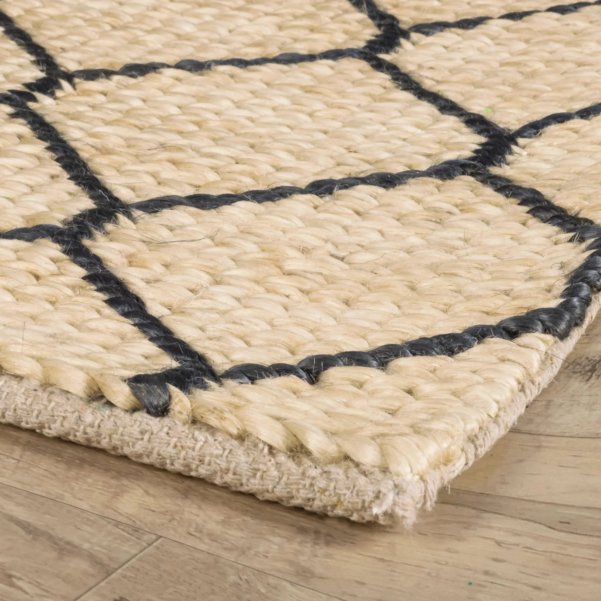 Tiles Handwoven Jute Rug | Navy - Image 6