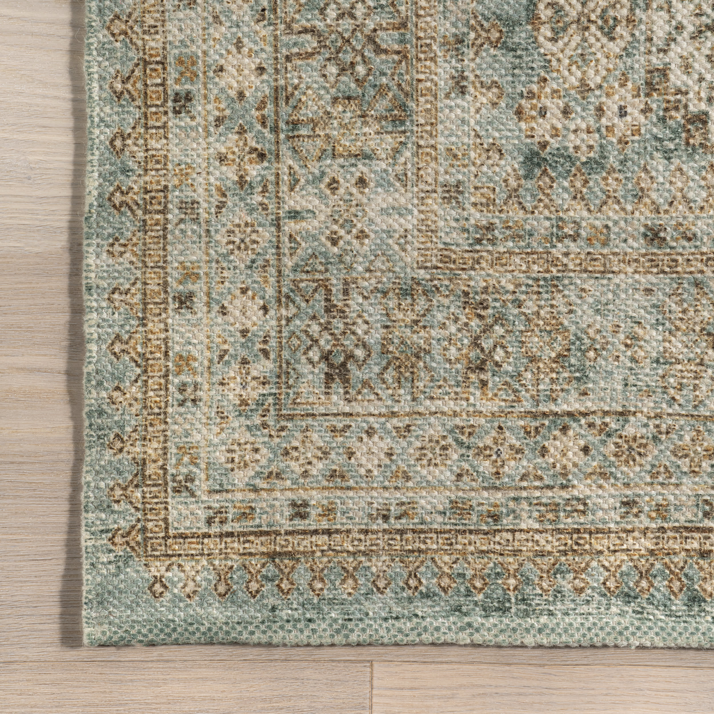 Tilicho Distressed Wool Rug | Light Green - Image 3