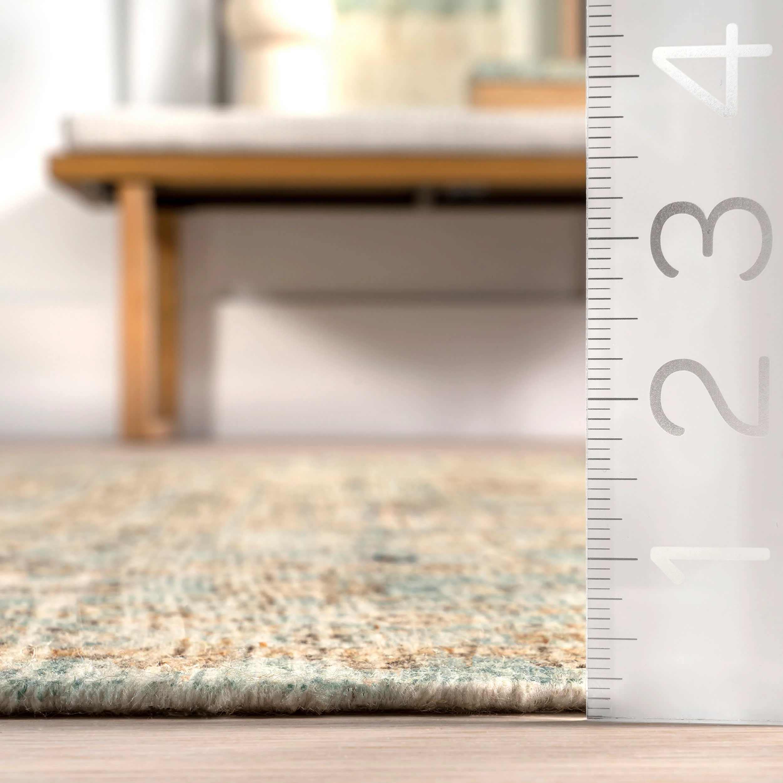 Tilicho Distressed Wool Rug | Light Green - Image 4