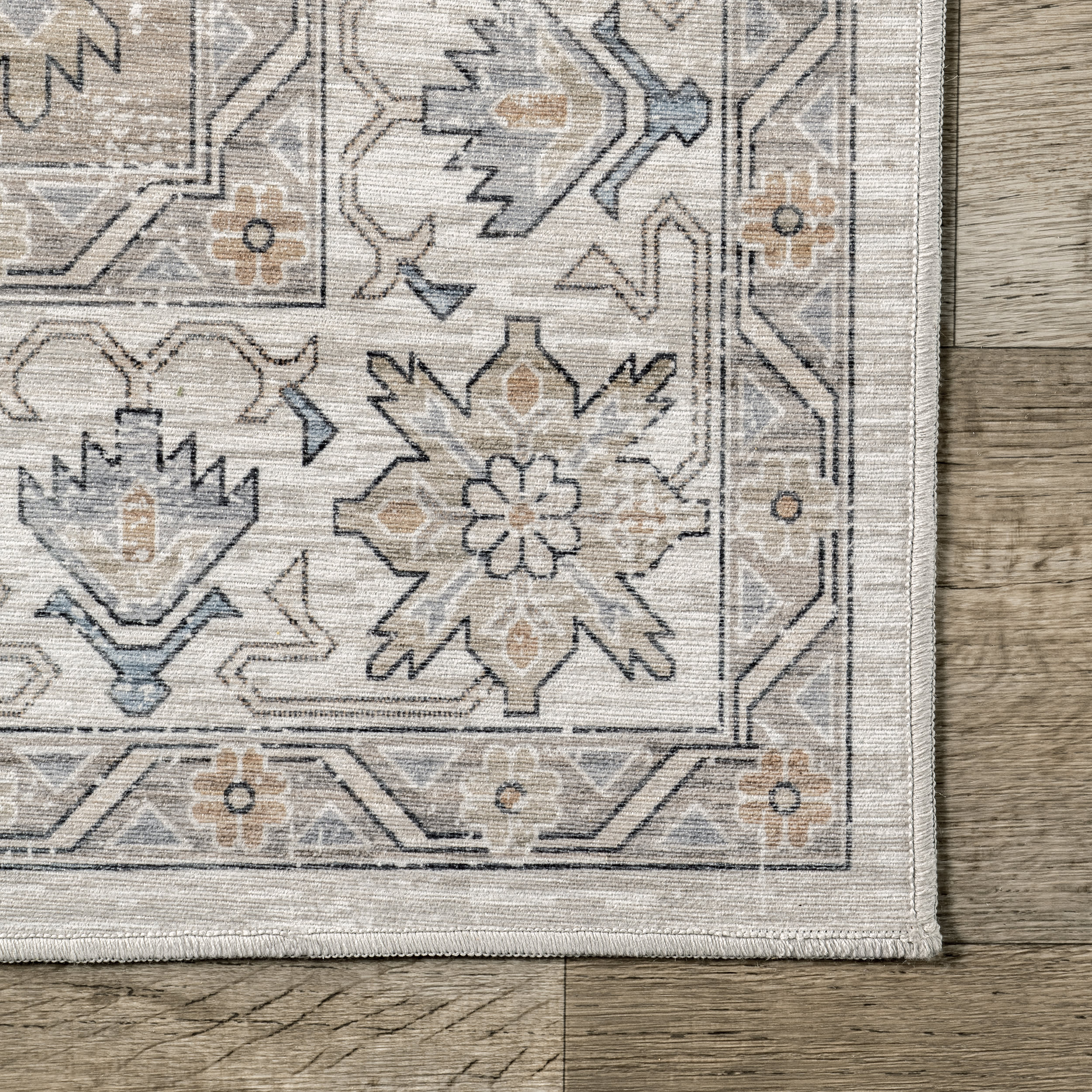 Timeless Charm Spill Proof Washable Rug | Beige - Image 3