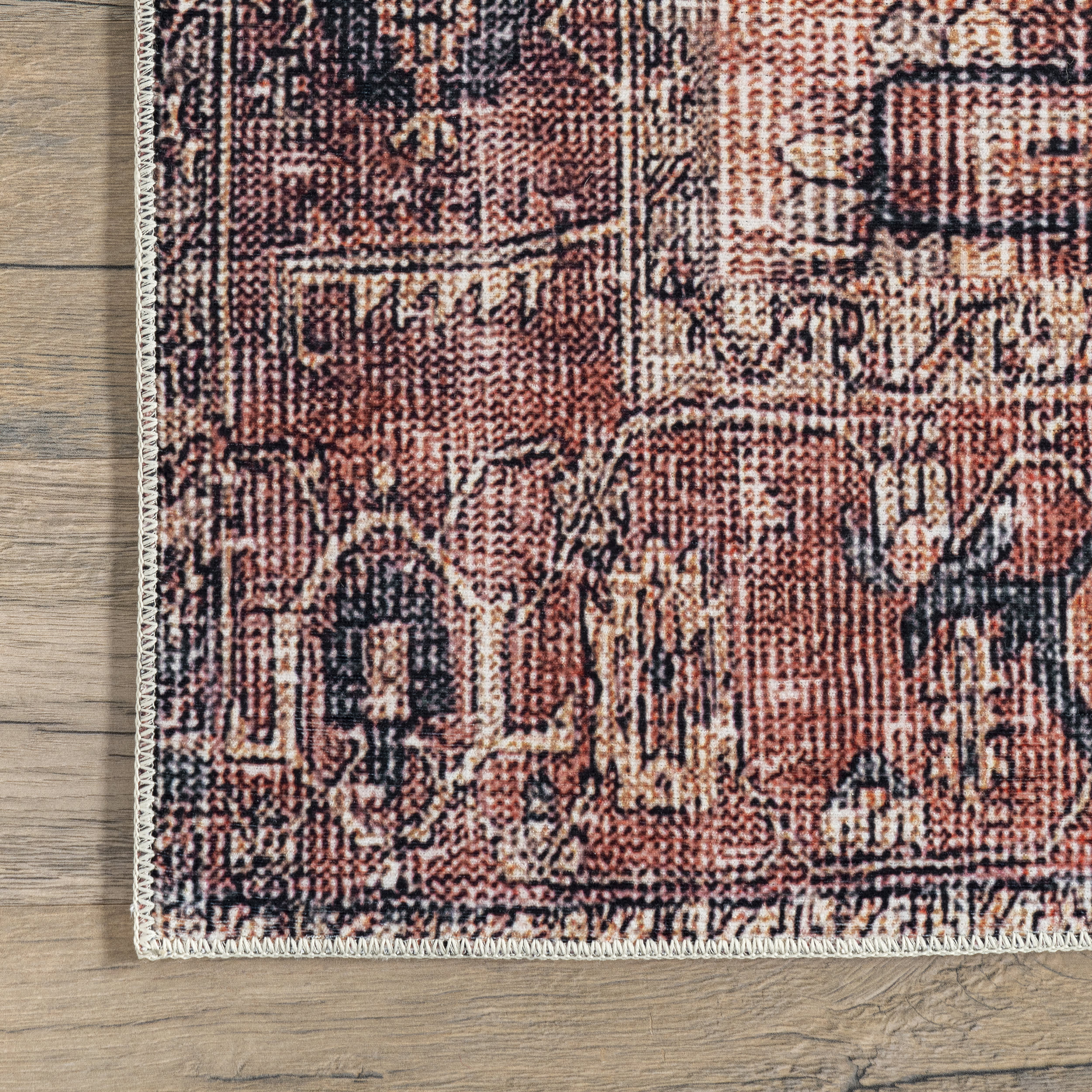 Timeworn Medallion Printed Rug | Pale Terracotta - Image 3
