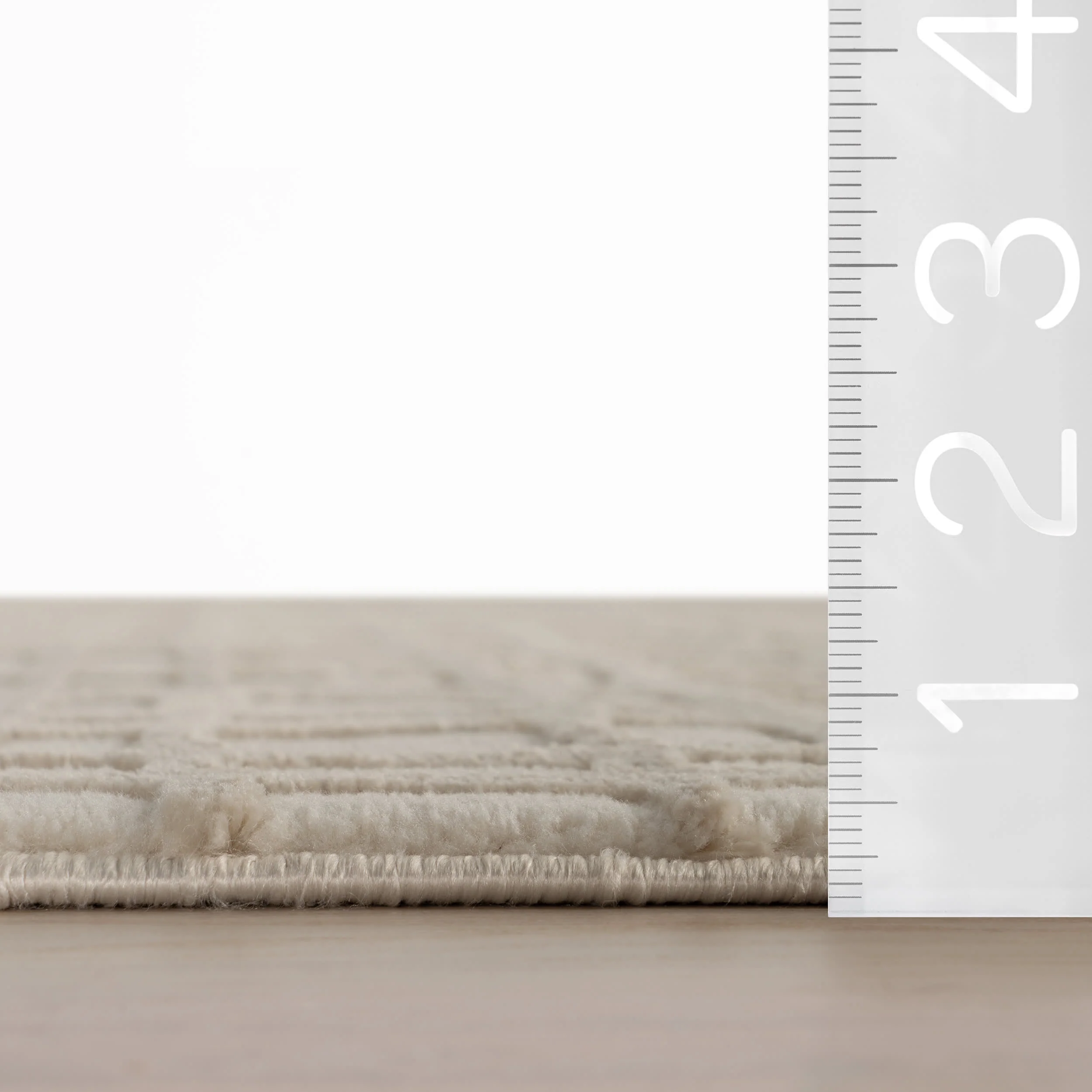 Tinisa Abstract Grid Plush Textured Washable Rug | Cream - Image 6