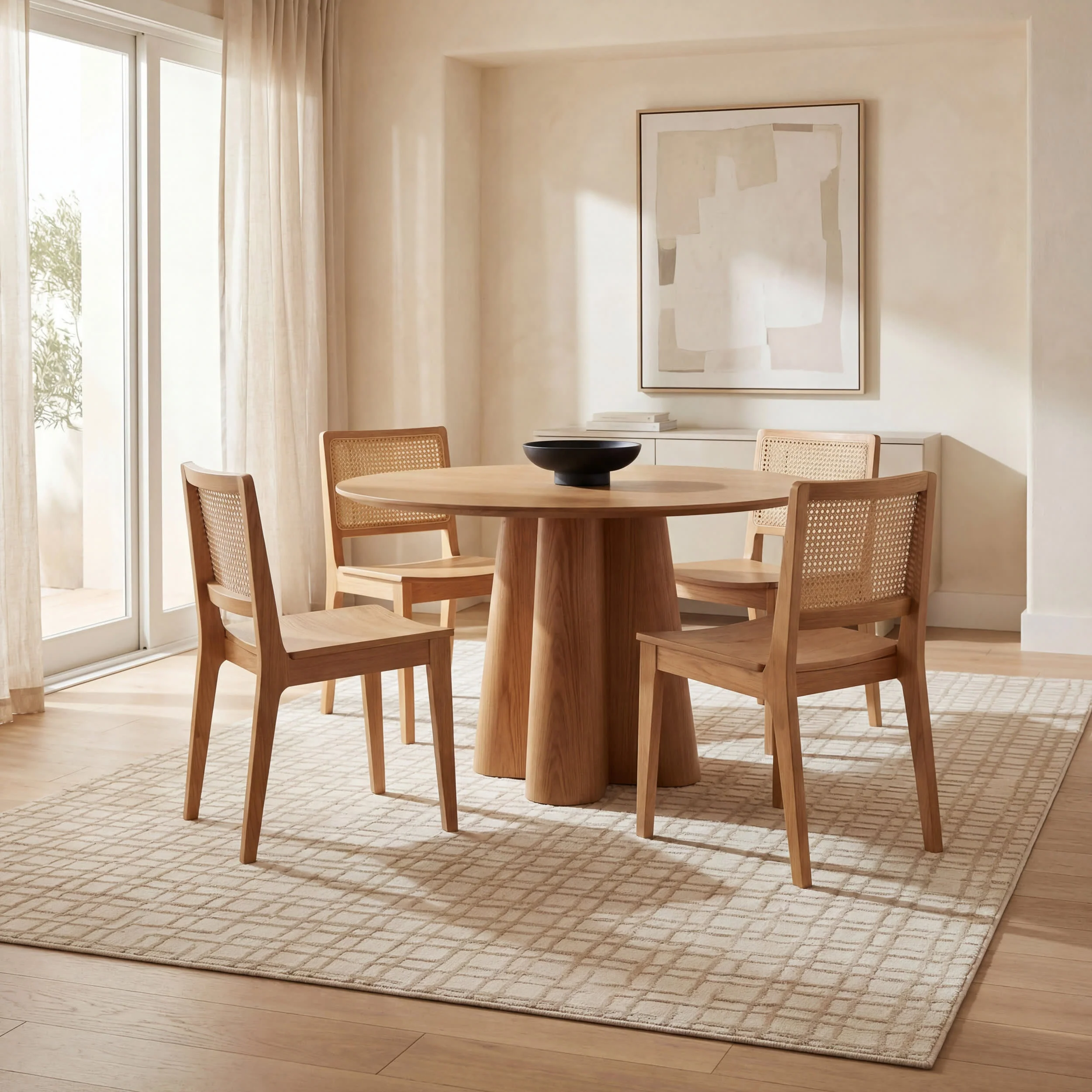 Tinisa Abstract Grid Plush Textured Washable Rug | Cream - Image 7