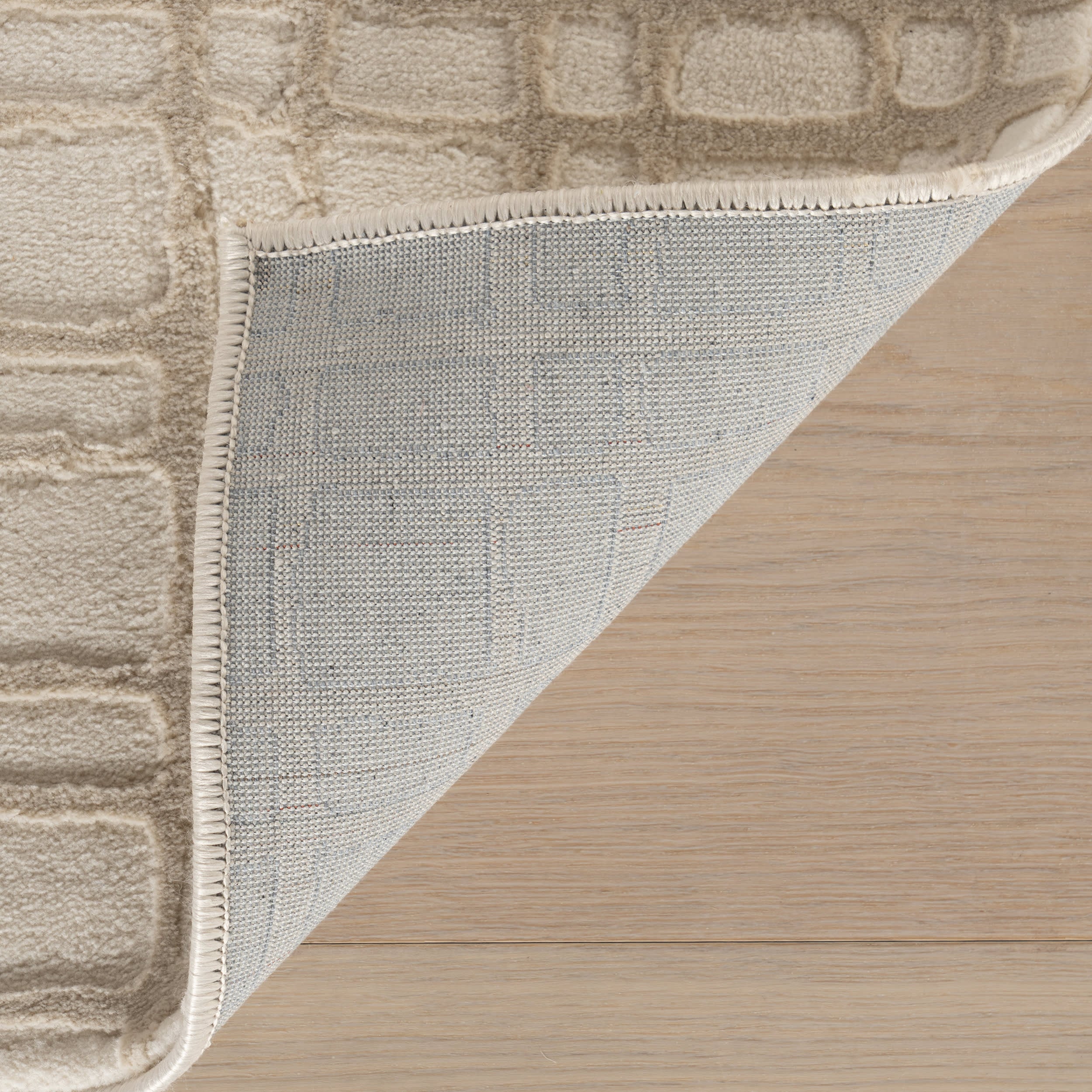 Tinisa Abstract Grid Plush Textured Washable Rug | Cream - Image 8