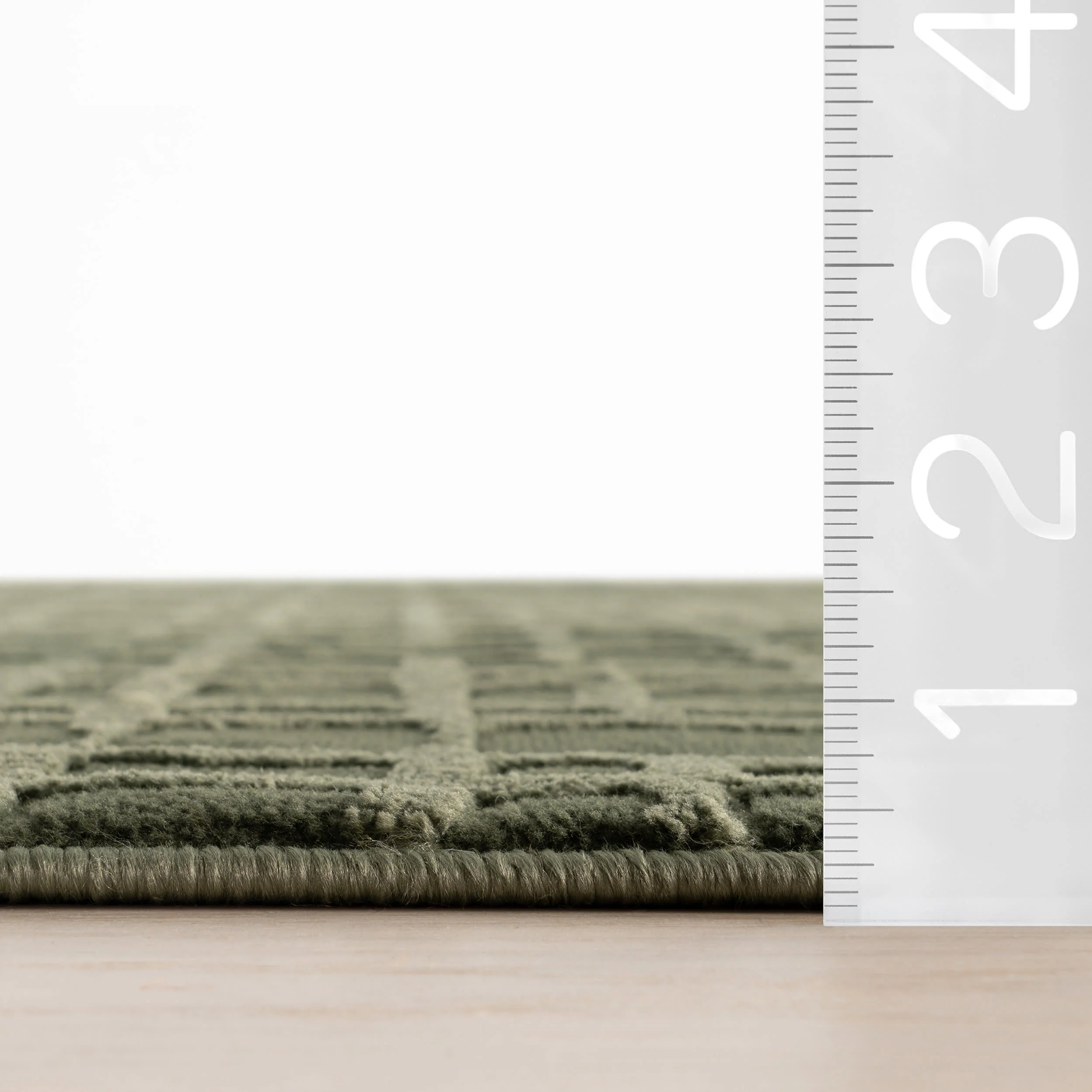 Tinisa Abstract Grid Plush Textured Washable Rug | Green - Image 6