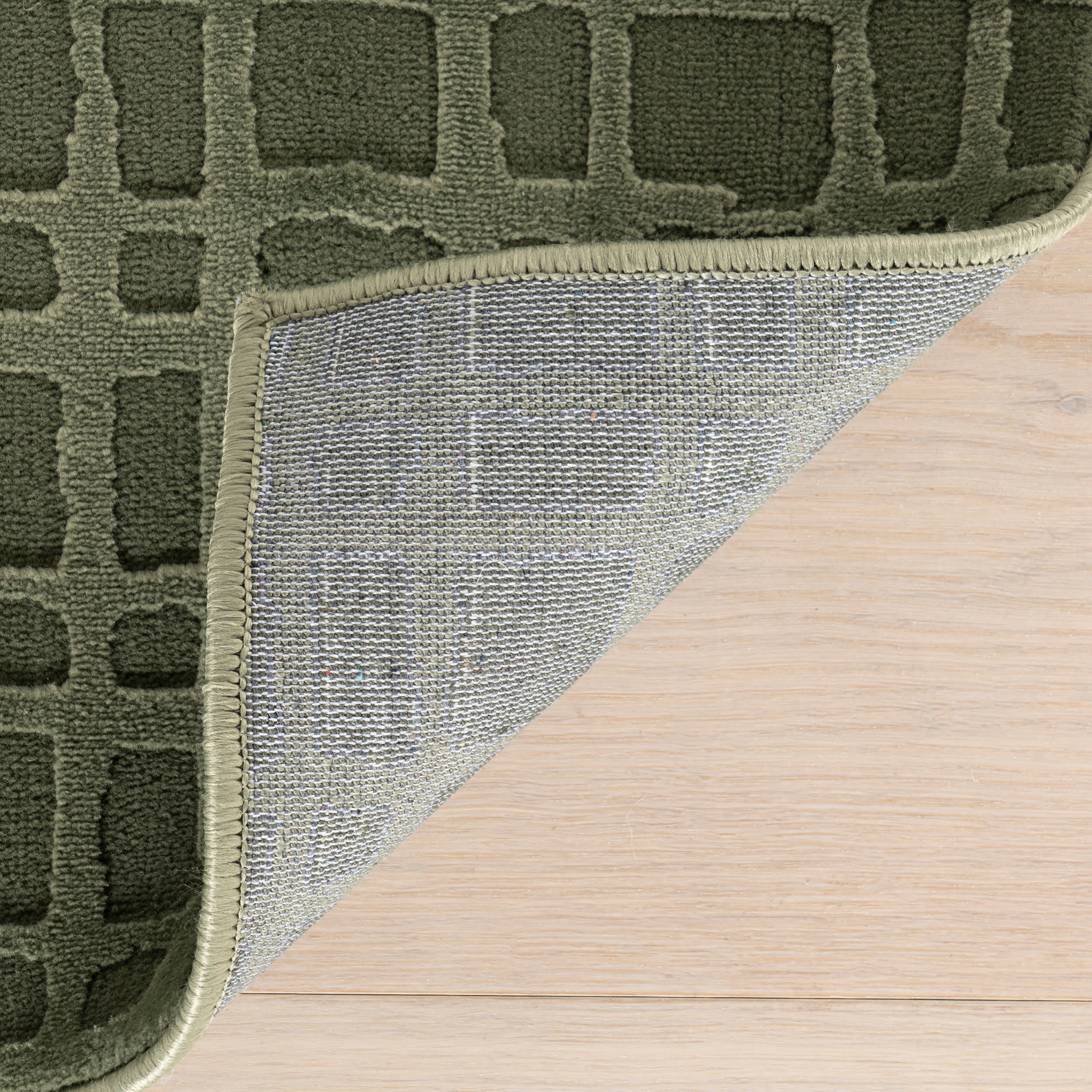 Tinisa Abstract Grid Plush Textured Washable Rug | Green - Image 8