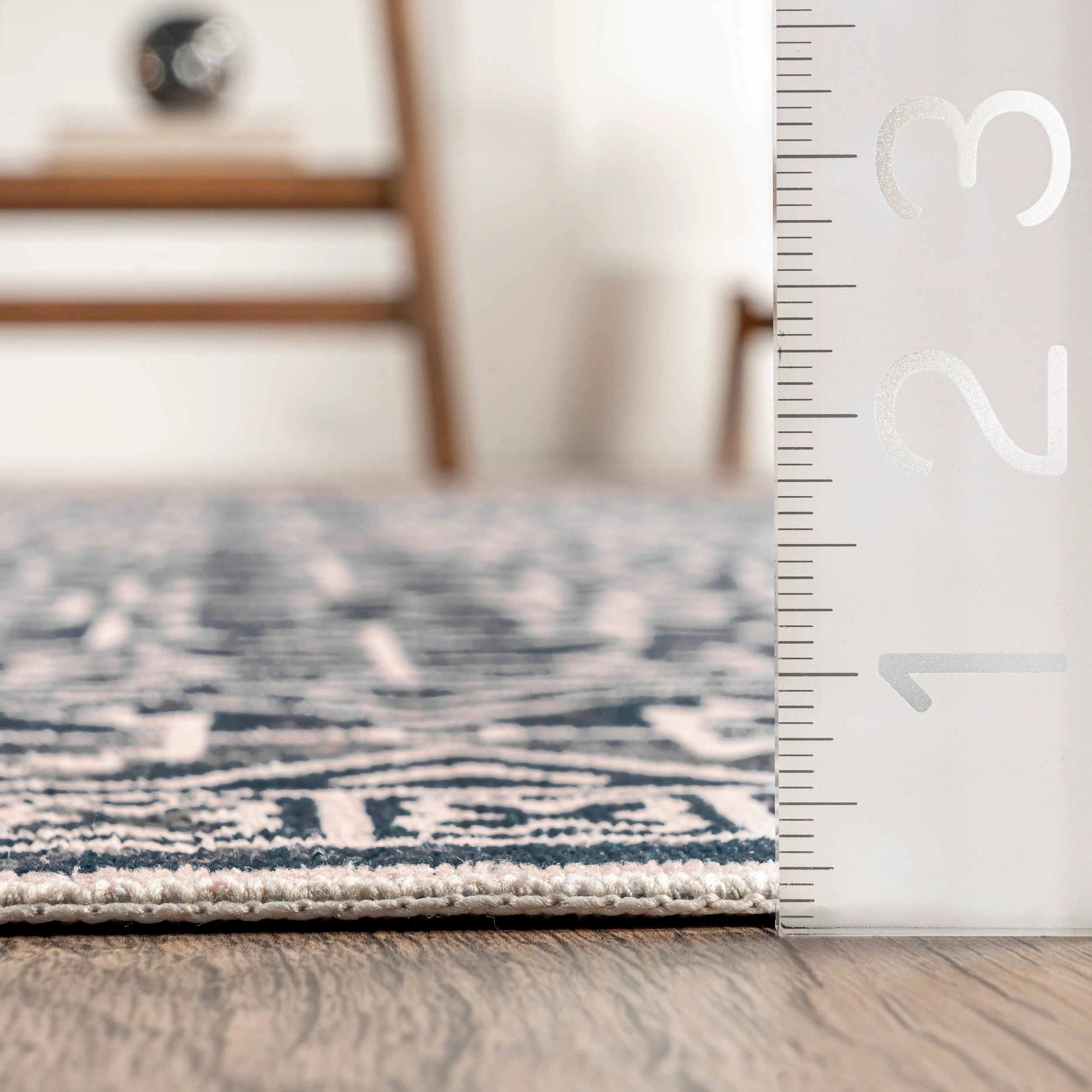 Tinsley Bordered Linework Washable Rug | Navy - Image 5