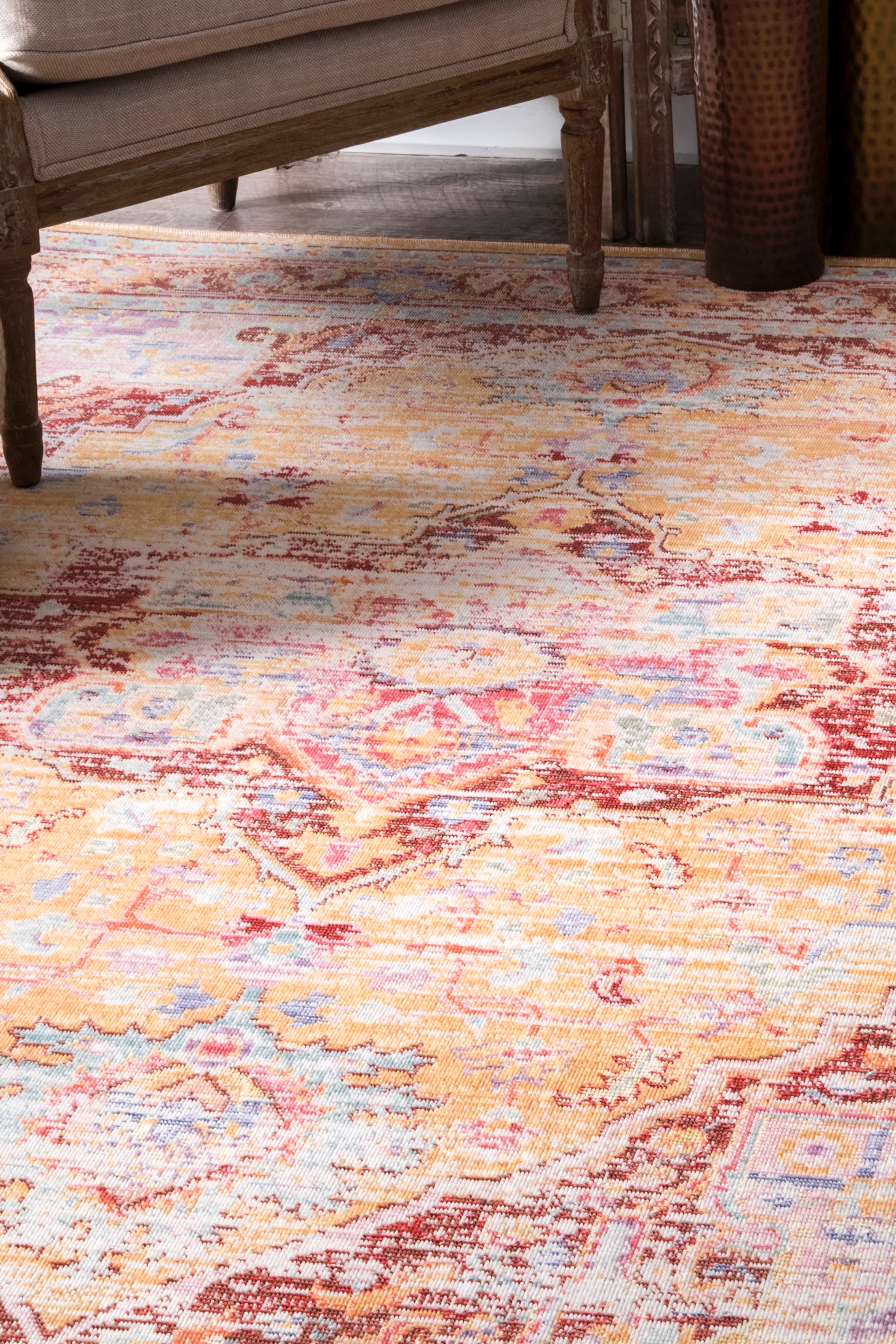 Tinted Cartouche Medallion Rug | Orange - Image 4