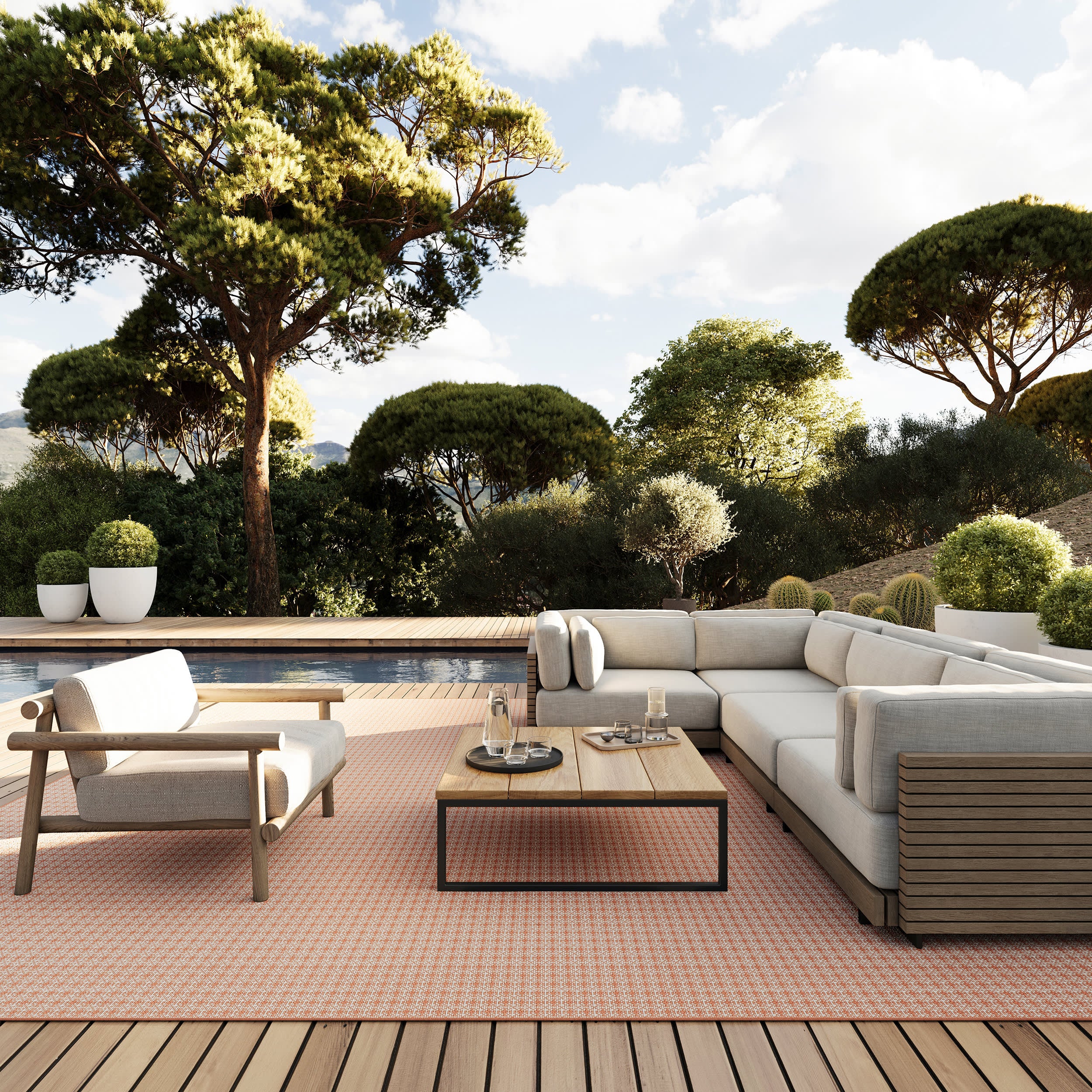 Tirzah Modern Indoor/Outdoor Rug | Coral - Image 2