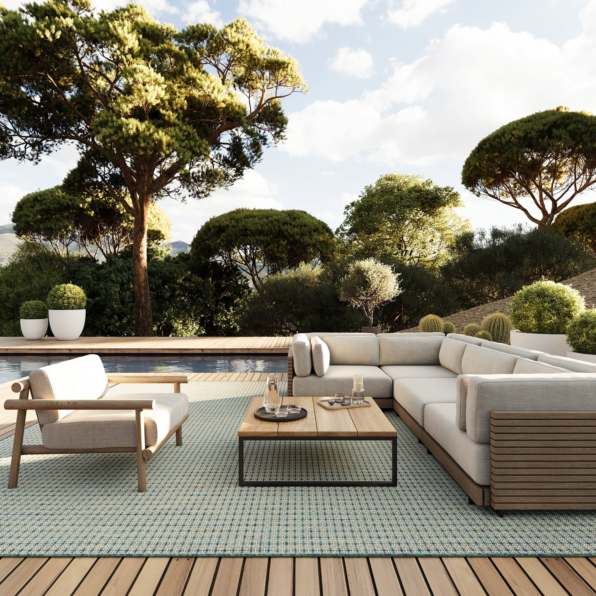 Tirzah Modern Indoor/Outdoor Rug | Teal - Image 2