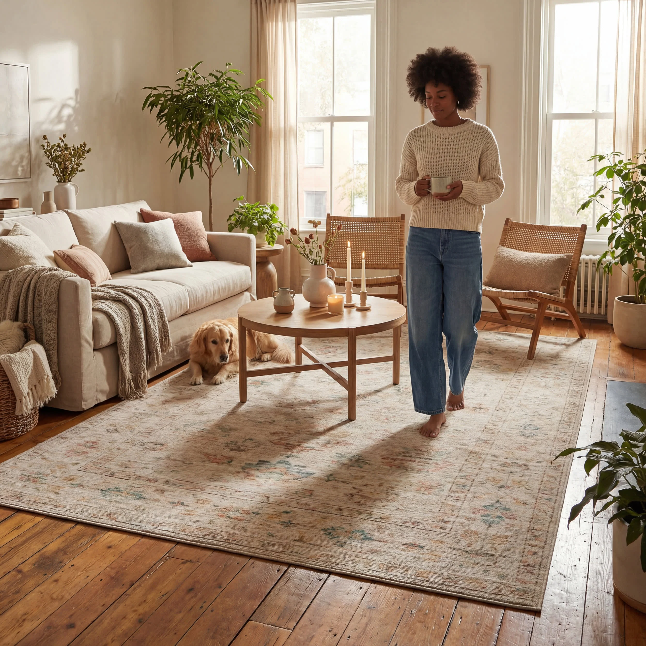 Tiye Traditional Floral & Paisley Rug | Beige - Image 9