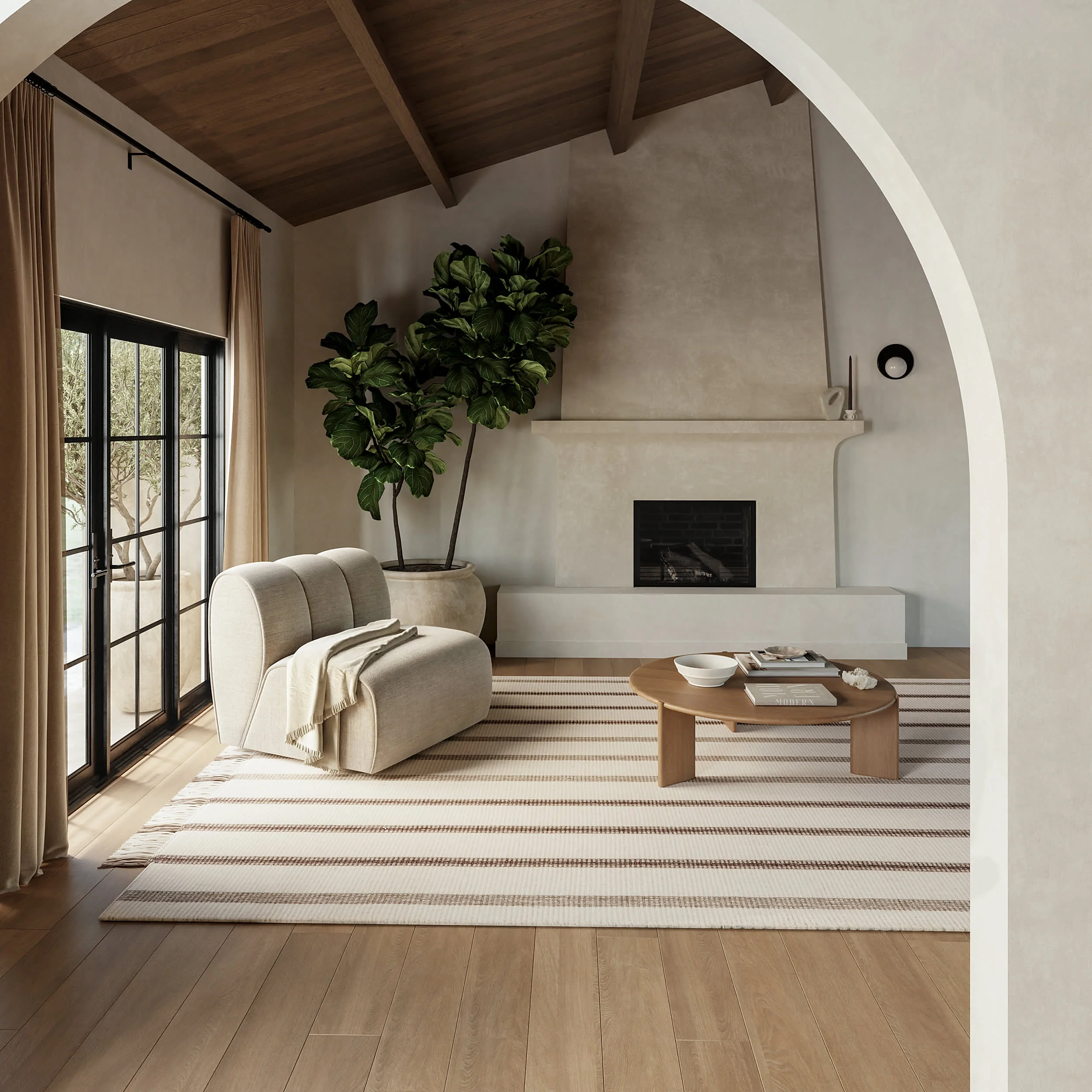Toluca Striped Wool Rug | Ivory - Image 2