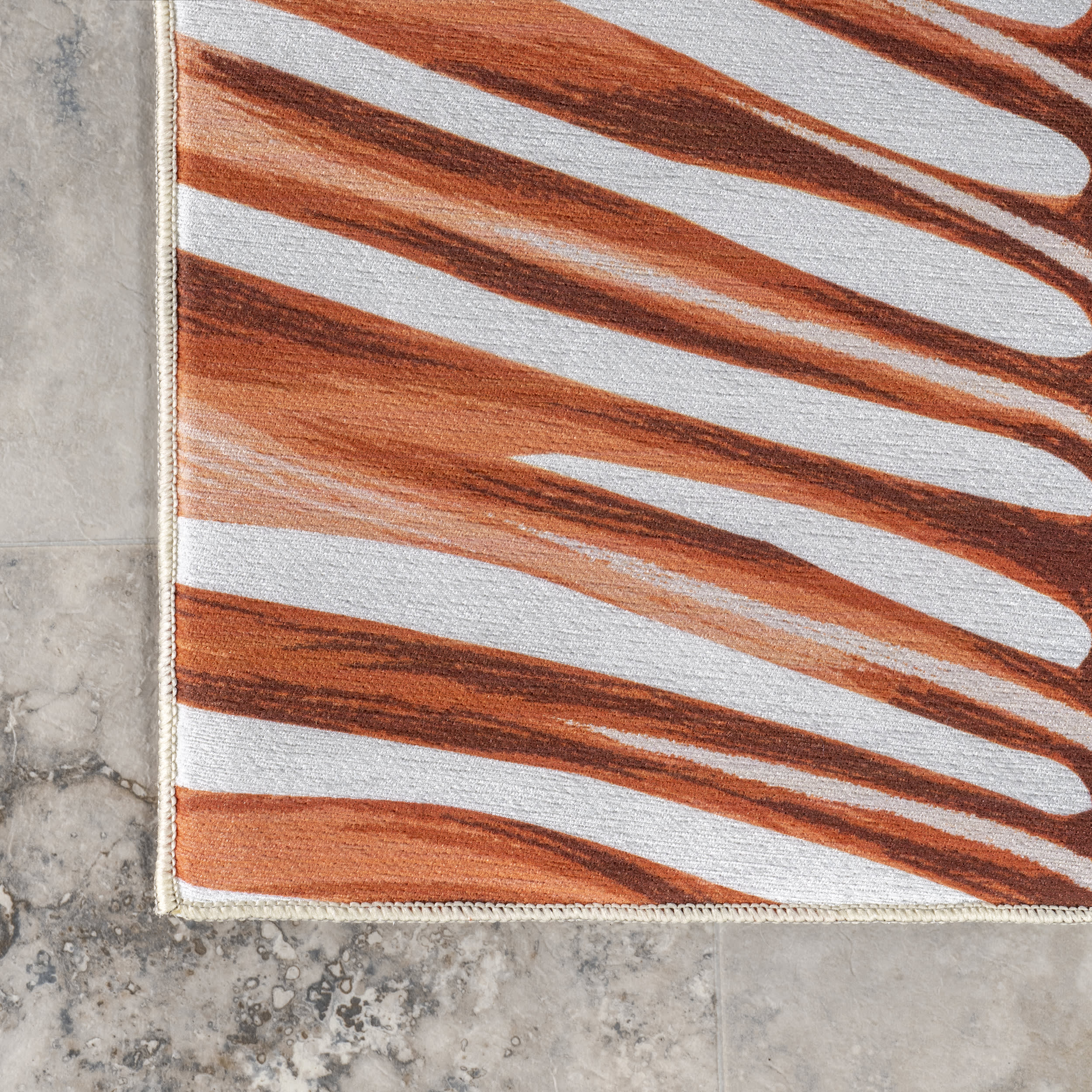 Tommie Palm Leaves Washable Indoor/Outdoor Rug | Blue - Image 3