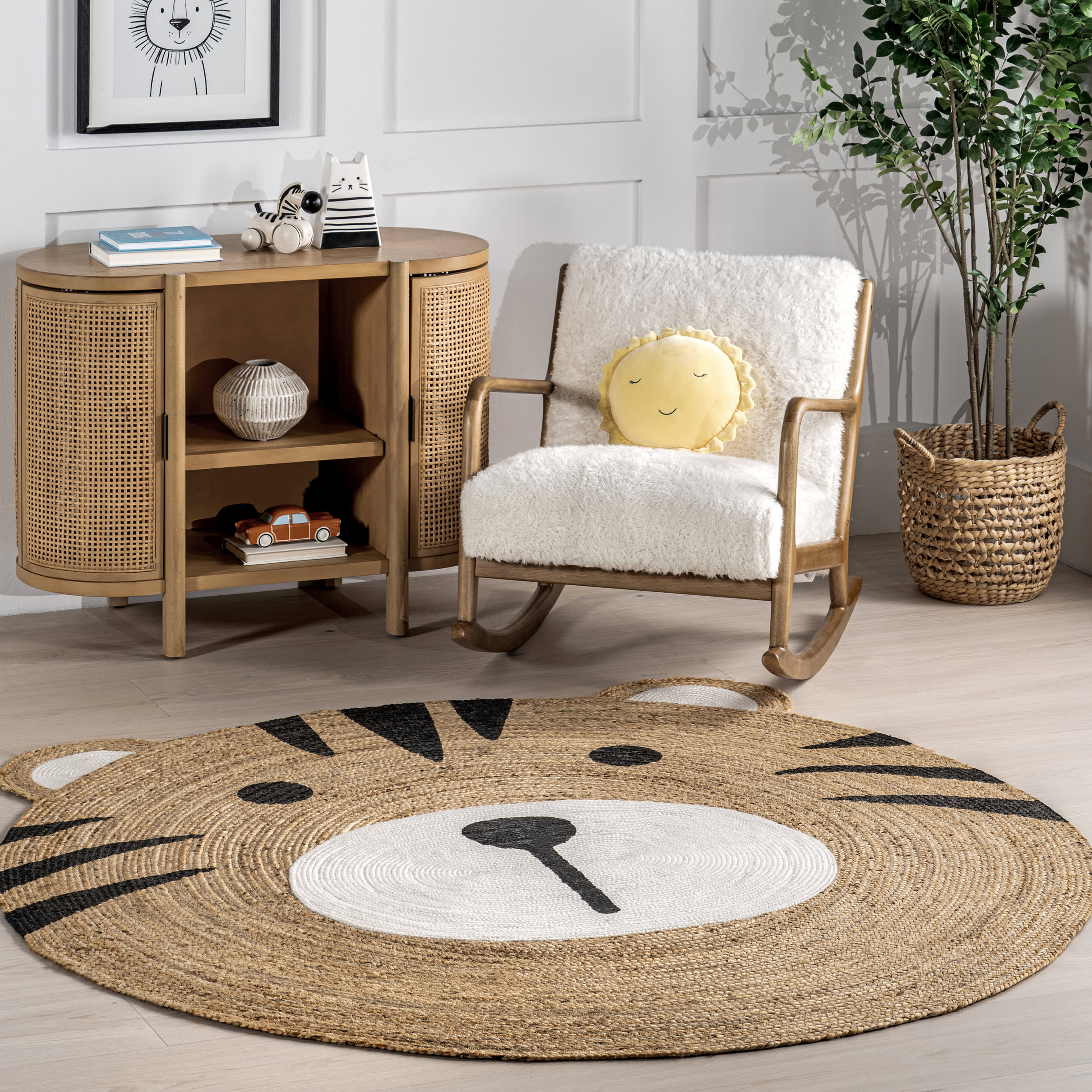 Tonia Tiger Handwoven Kids Rug | Natural - Image 2