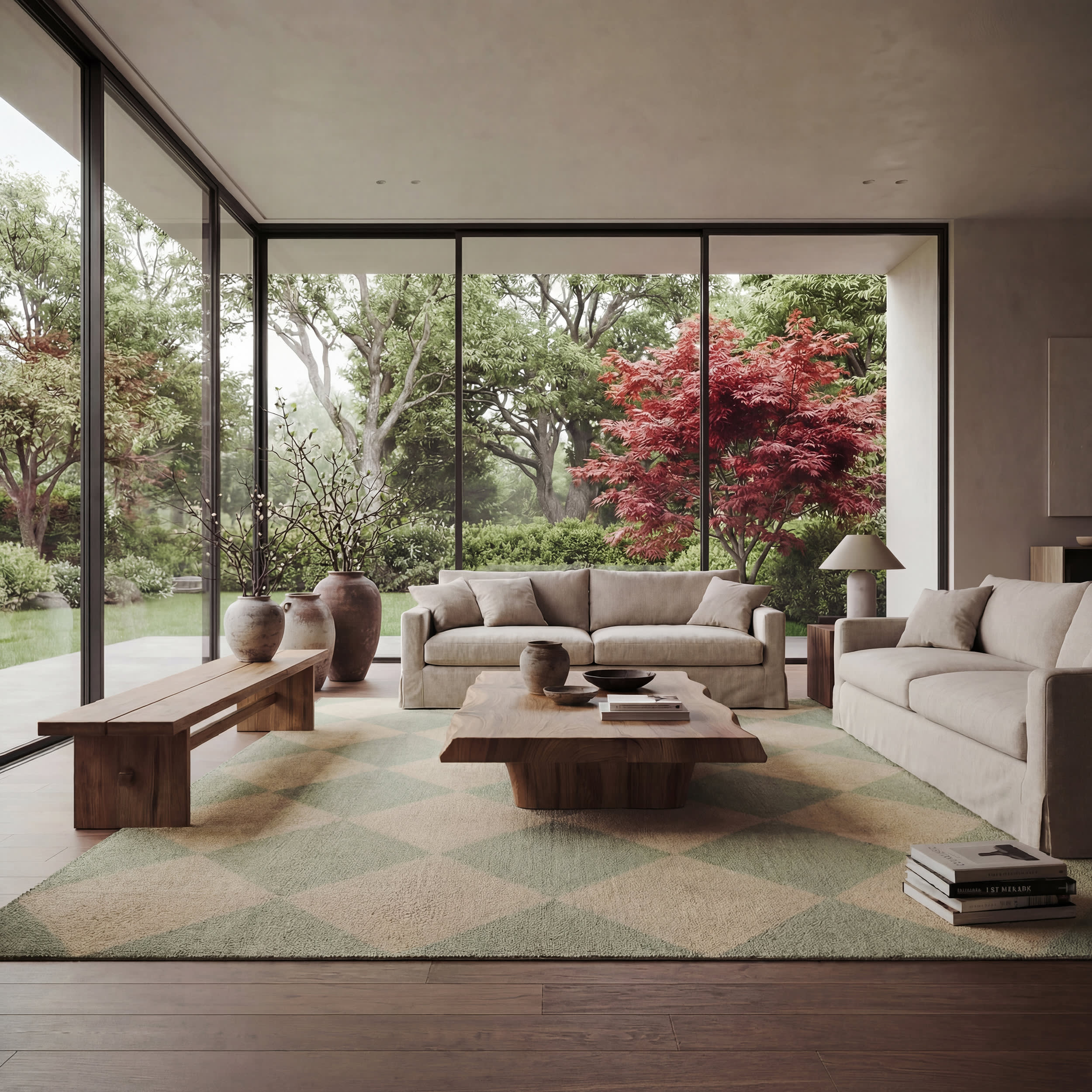 Tova Tufted Diamond Rug | Green - Image 2