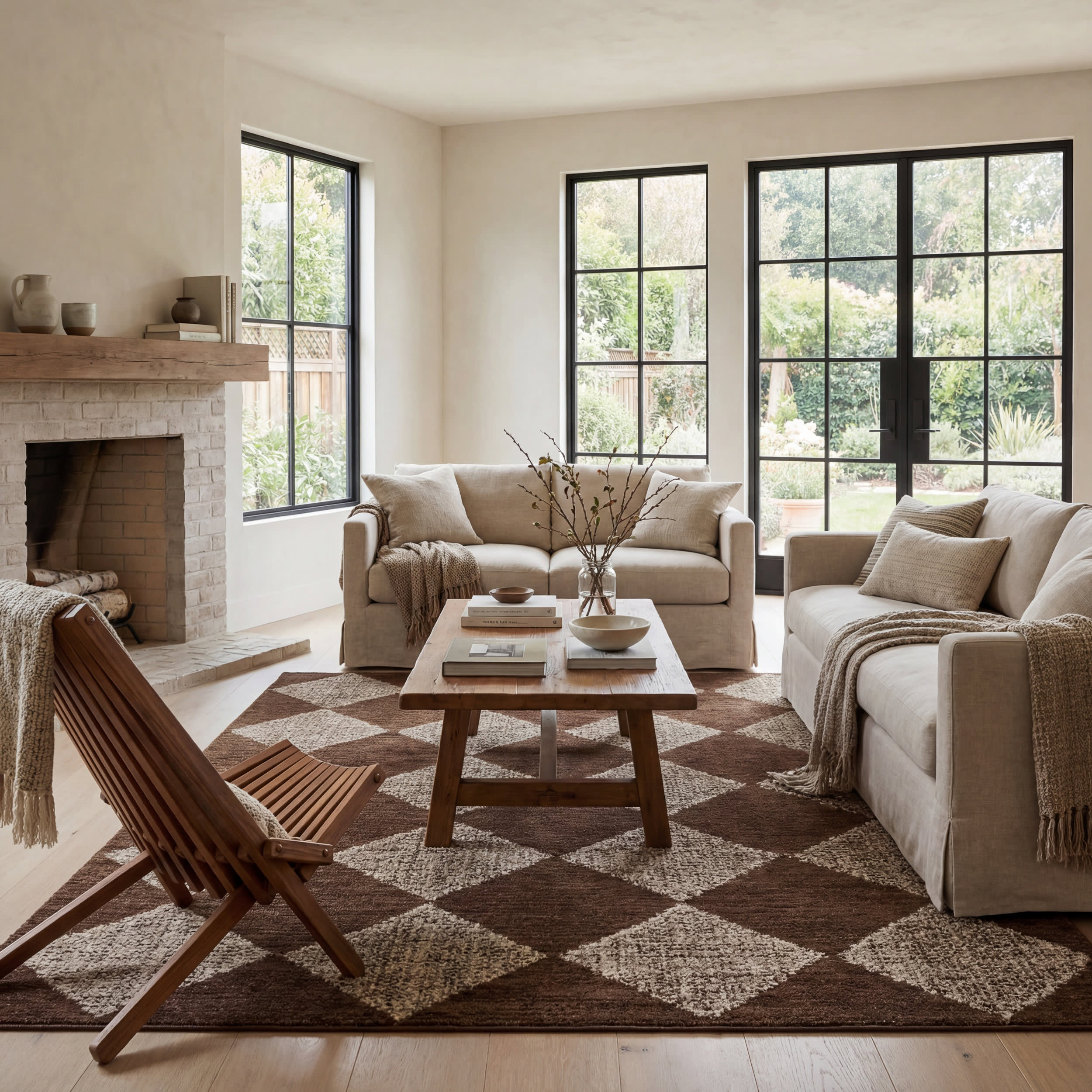 Tova Tufted Diamond Rug | Light Brown - Image 2