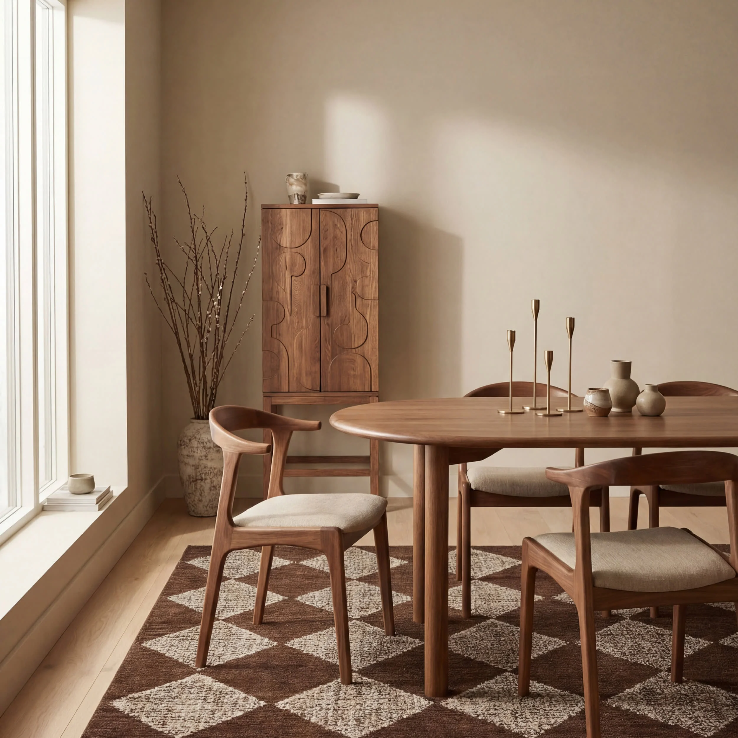 Tova Tufted Diamond Rug | Light Brown - Image 6