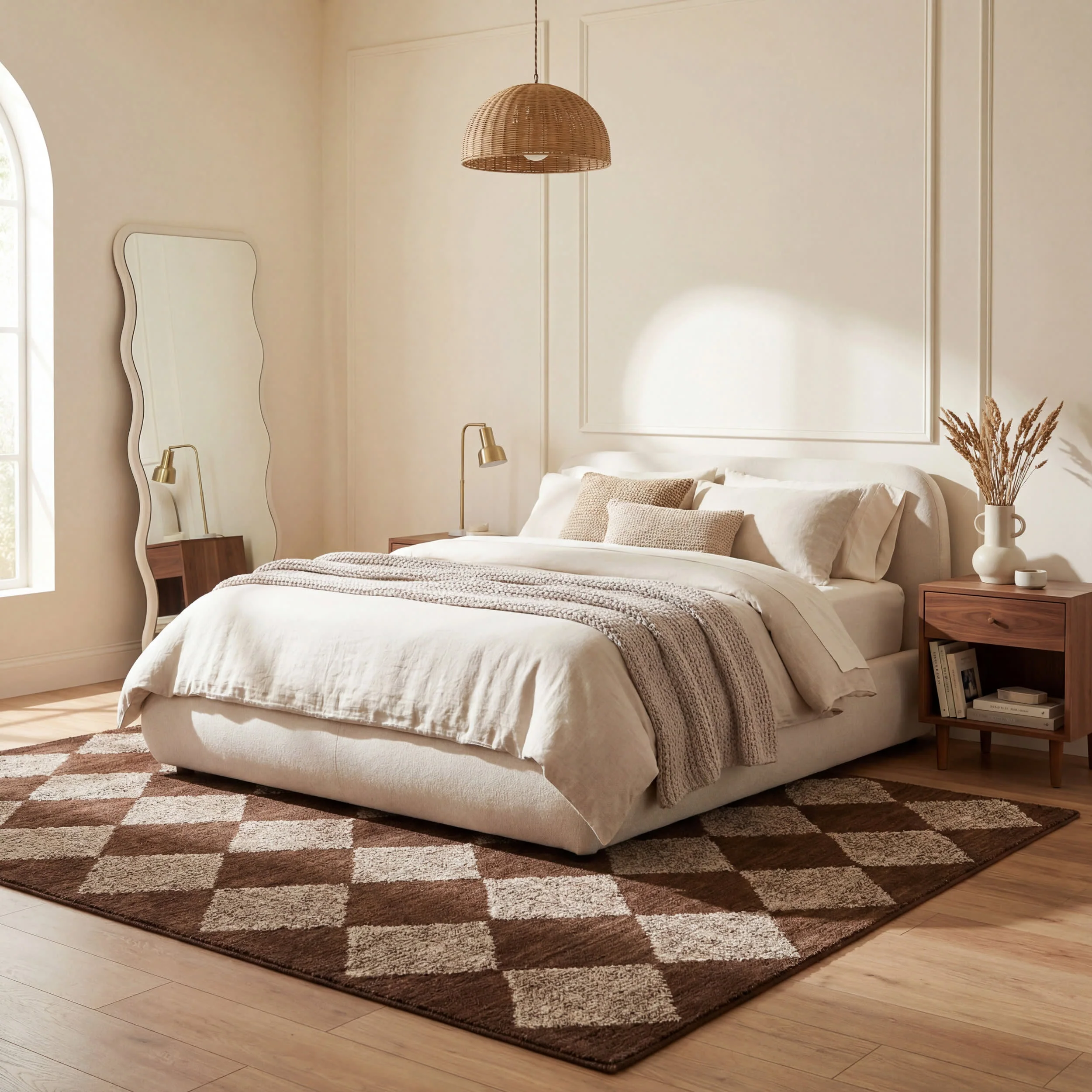 Tova Tufted Diamond Rug | Light Brown - Image 9