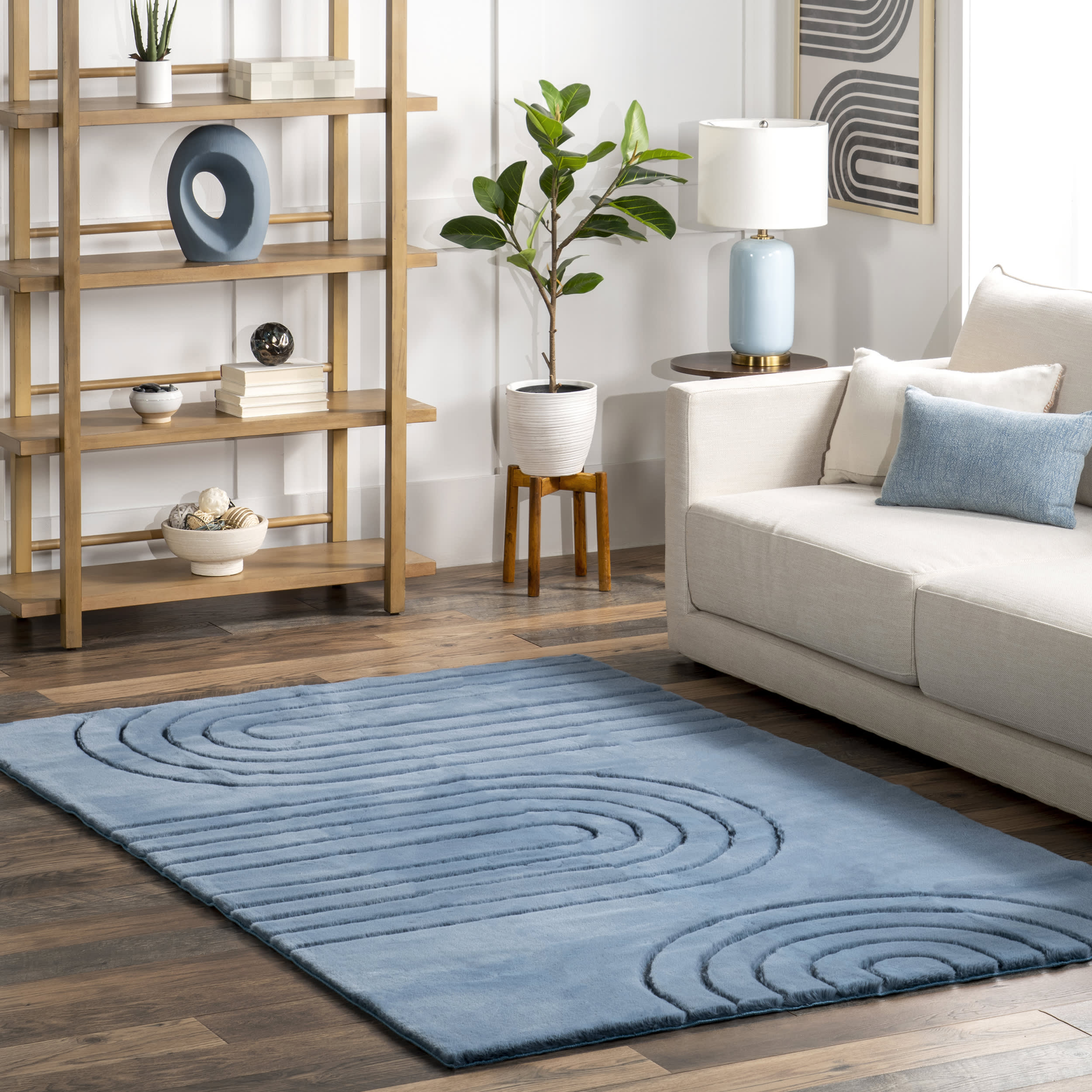 Tracie Arc Plush Cloud Washable Rug | Blue - Image 2