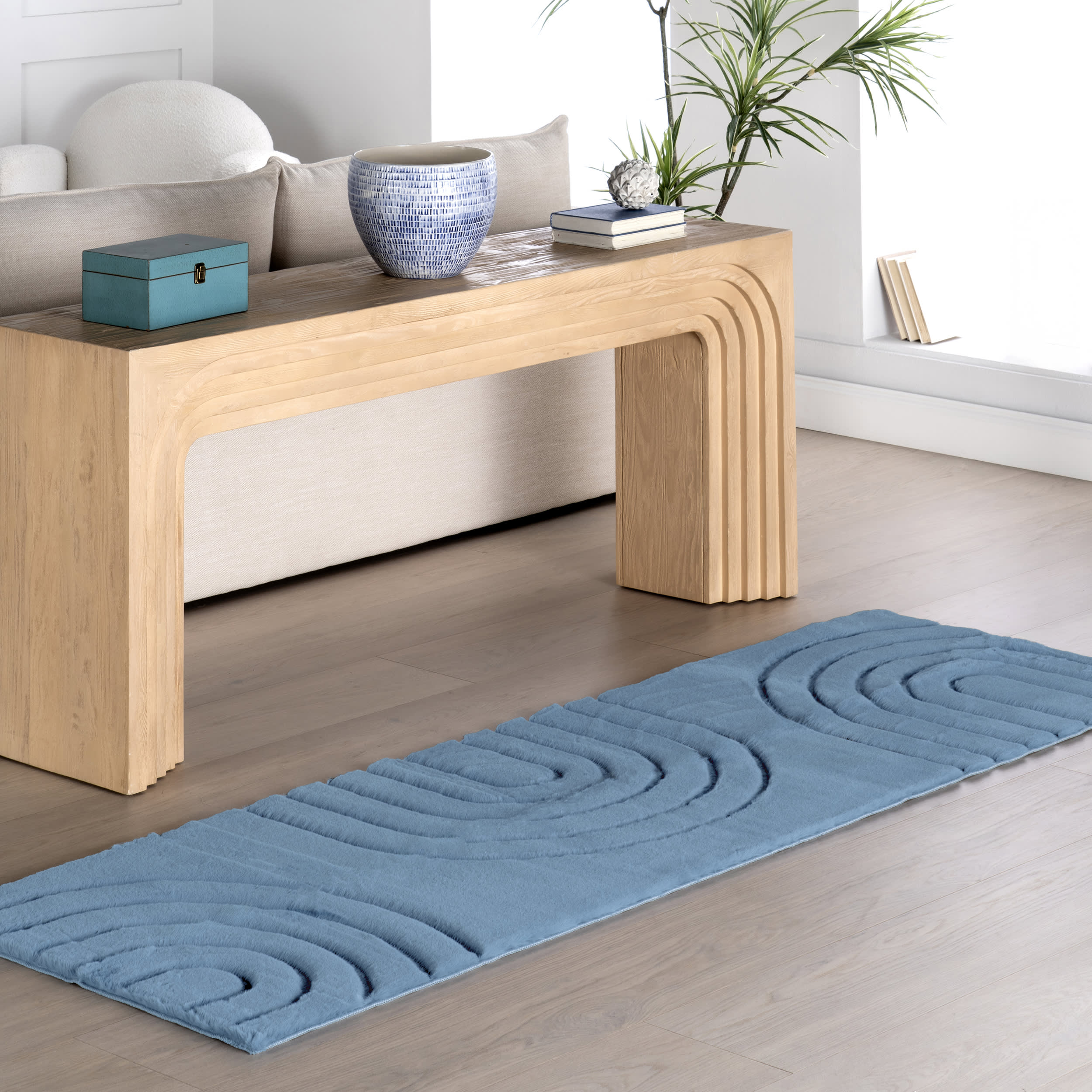 Tracie Arc Plush Cloud Washable Rug | Blue - Image 2