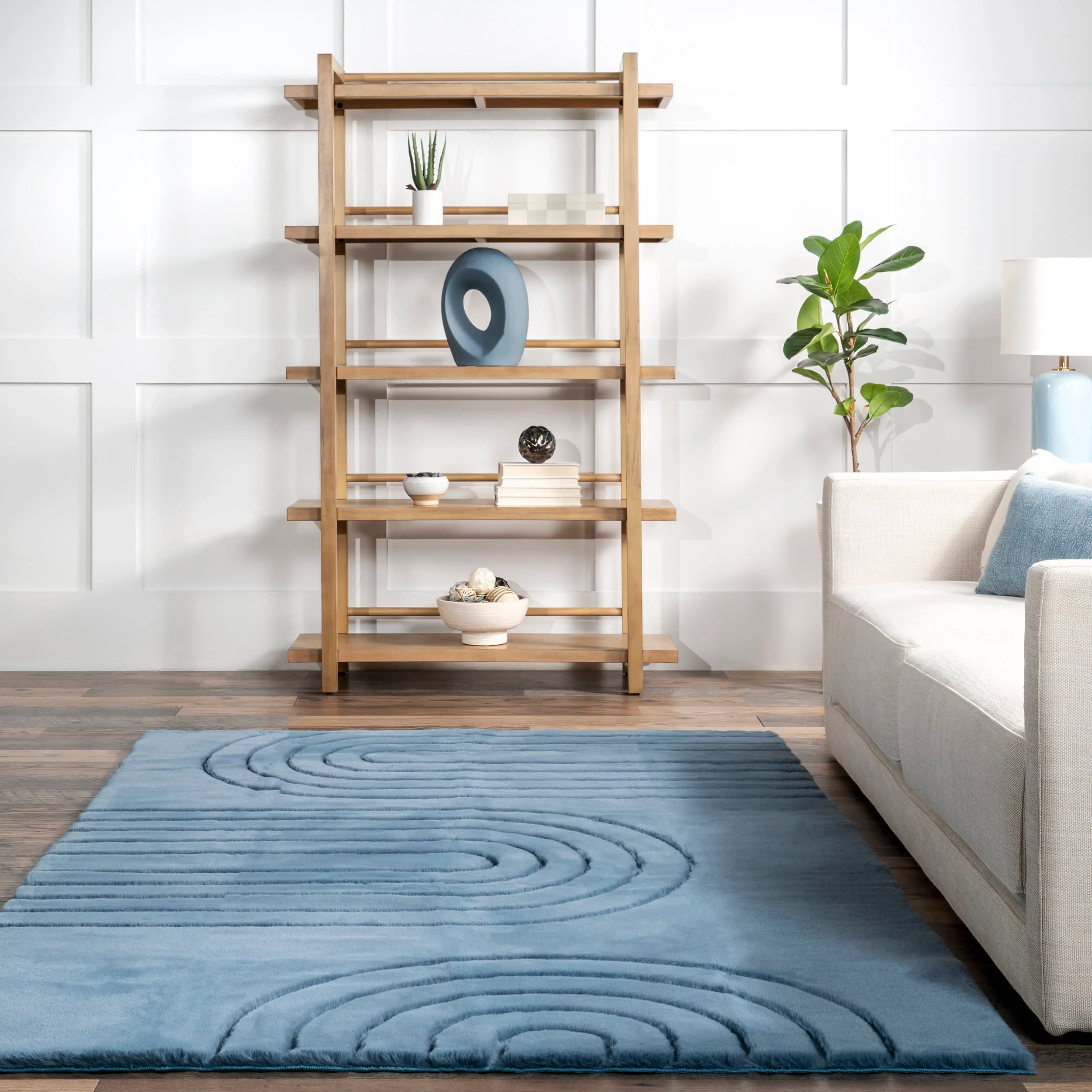 Tracie Arc Plush Cloud Washable Rug | Blue - Image 4