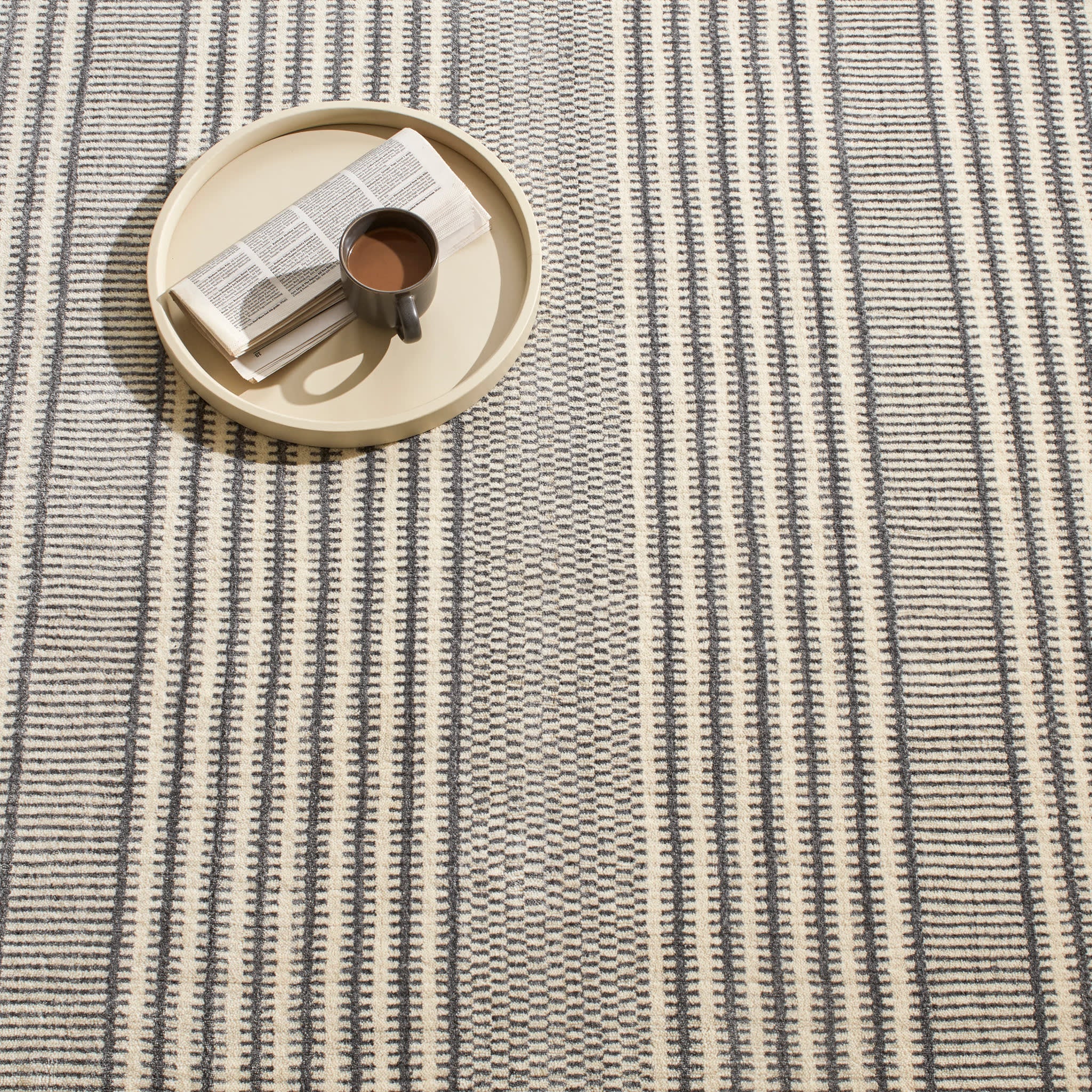 Tracks Hand Loom Knotted Wool Rug | Grey - Image 3