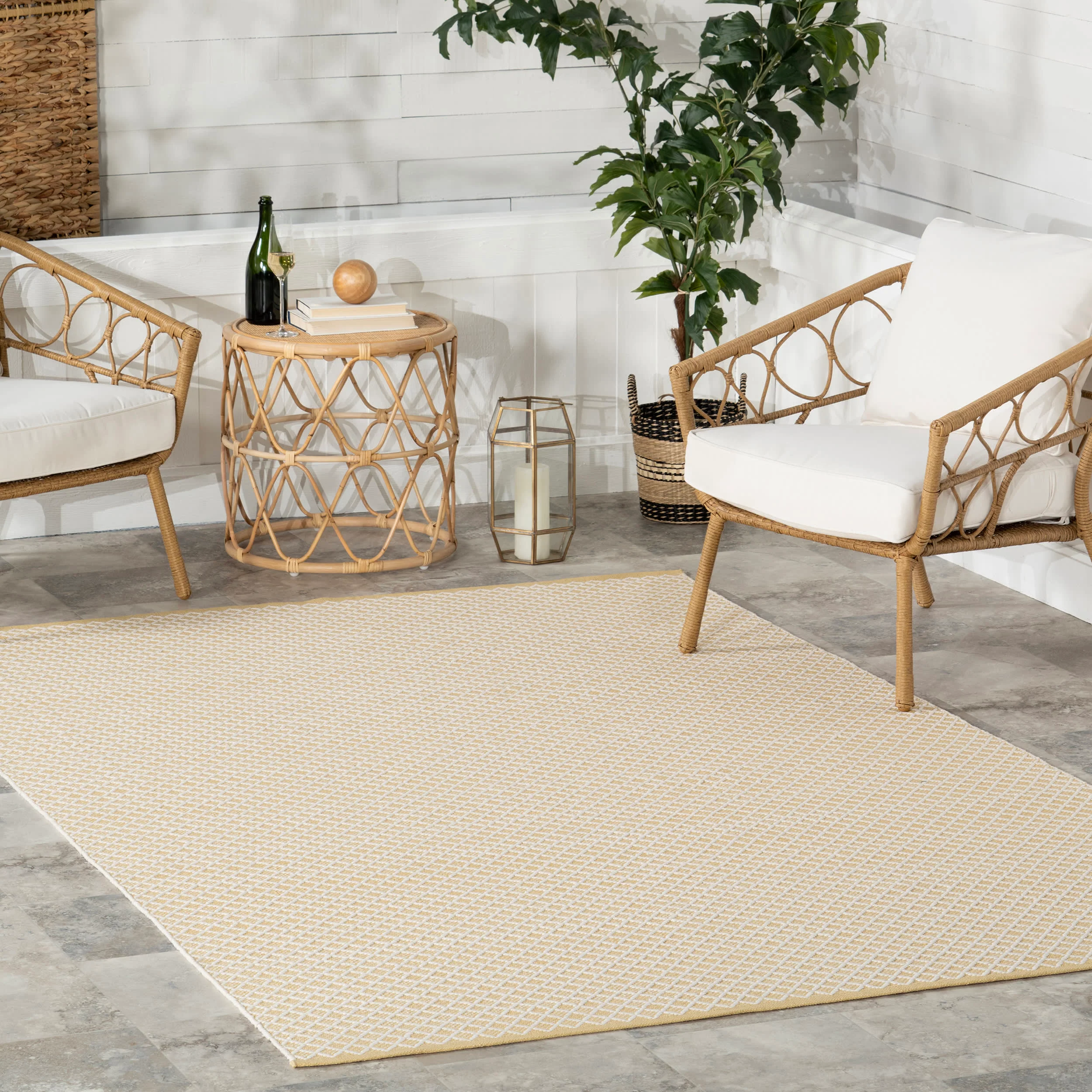 Trellis Handwoven Indoor/Outdoor Rug | Beige - Image 2