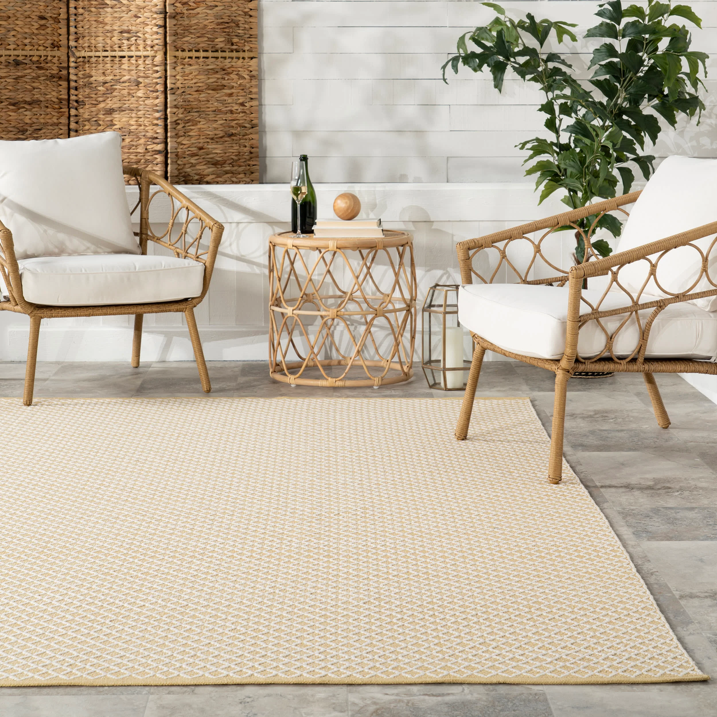 Trellis Handwoven Indoor/Outdoor Rug | Beige - Image 4