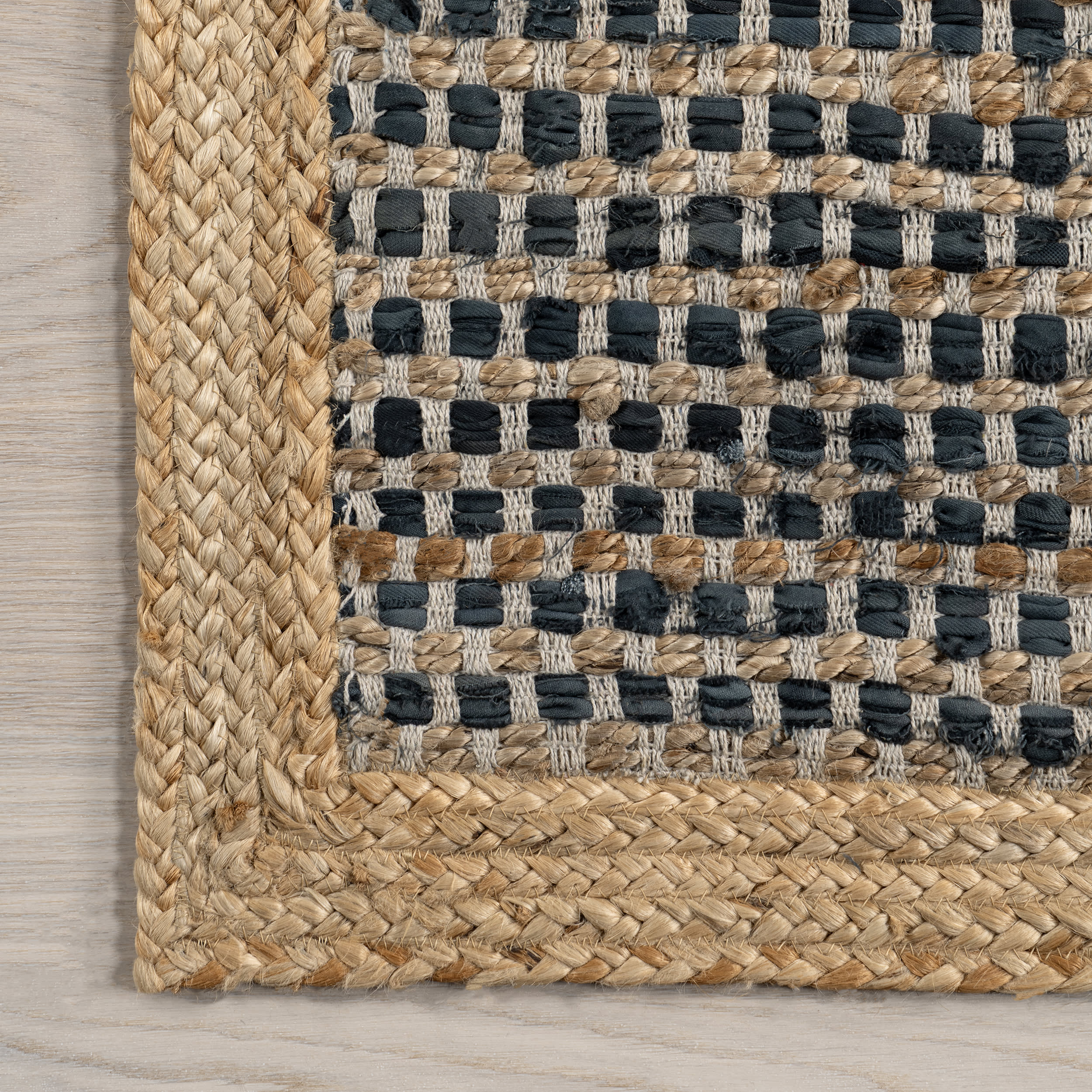 Tressa Jute and Leather Basketweave Rug | Dark Grey - Image 3