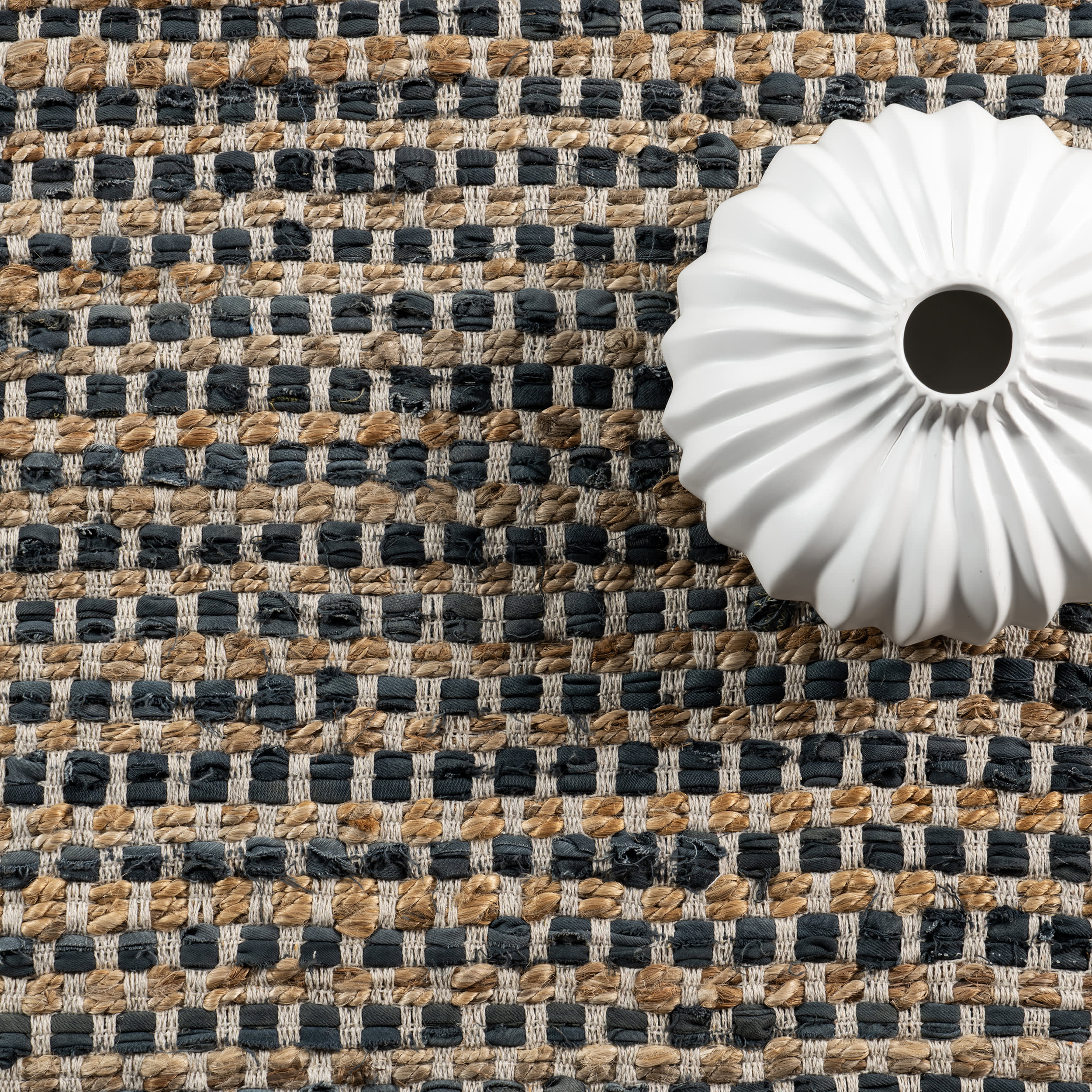 Tressa Jute and Leather Basketweave Rug | Dark Grey - Image 7