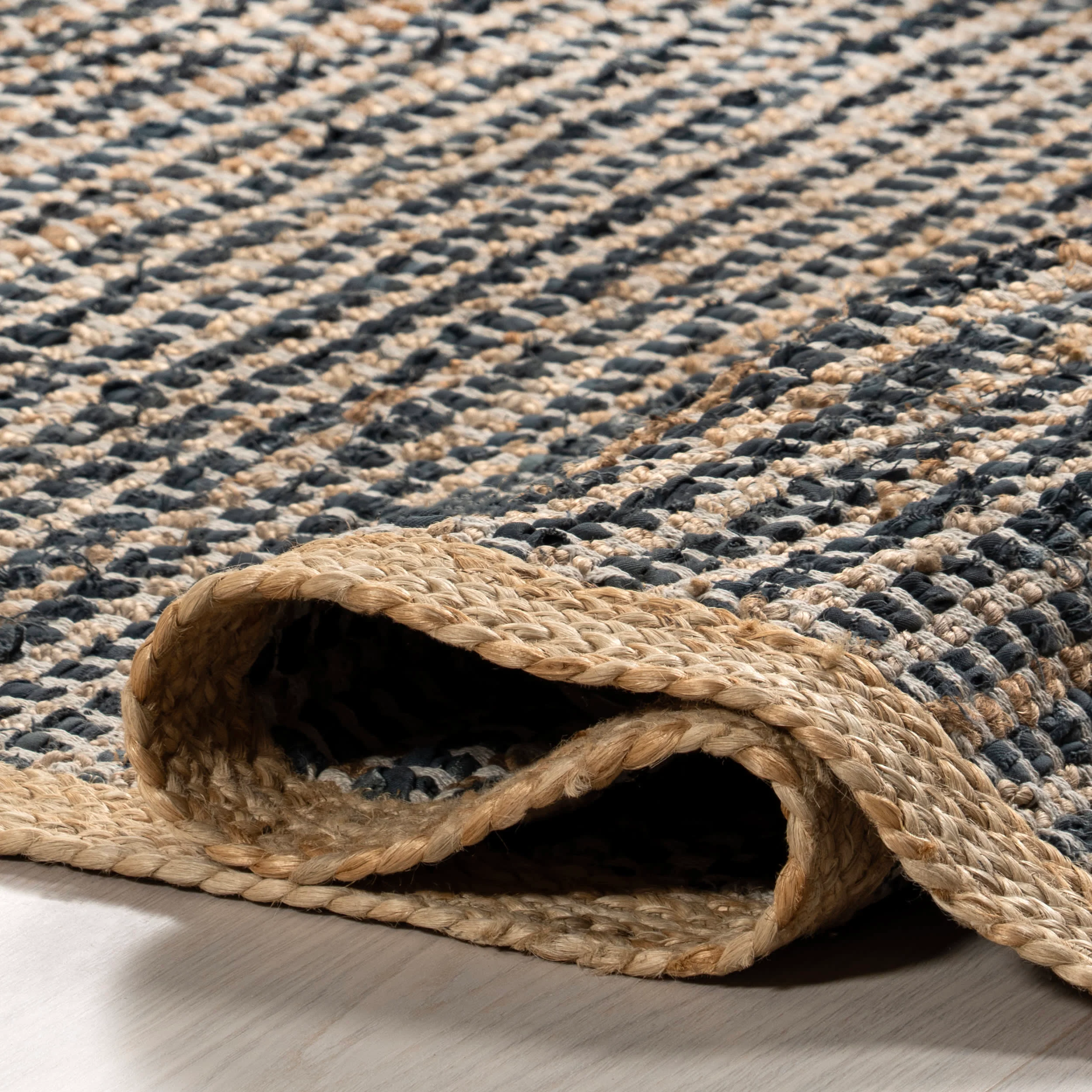 Tressa Jute and Leather Basketweave Rug | Dark Grey - Image 8