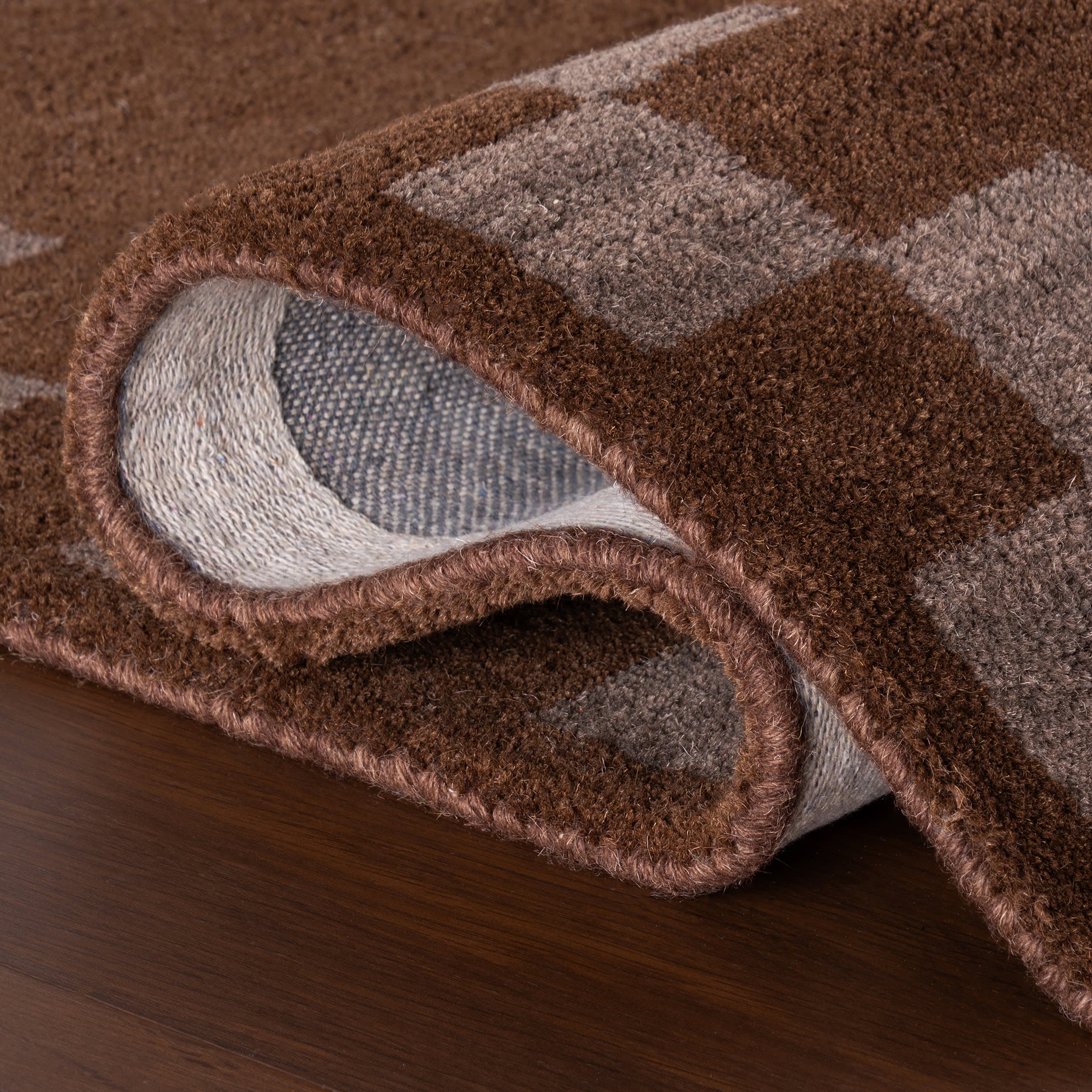 Treva Transitional Checkered Rug | Brown - Image 4