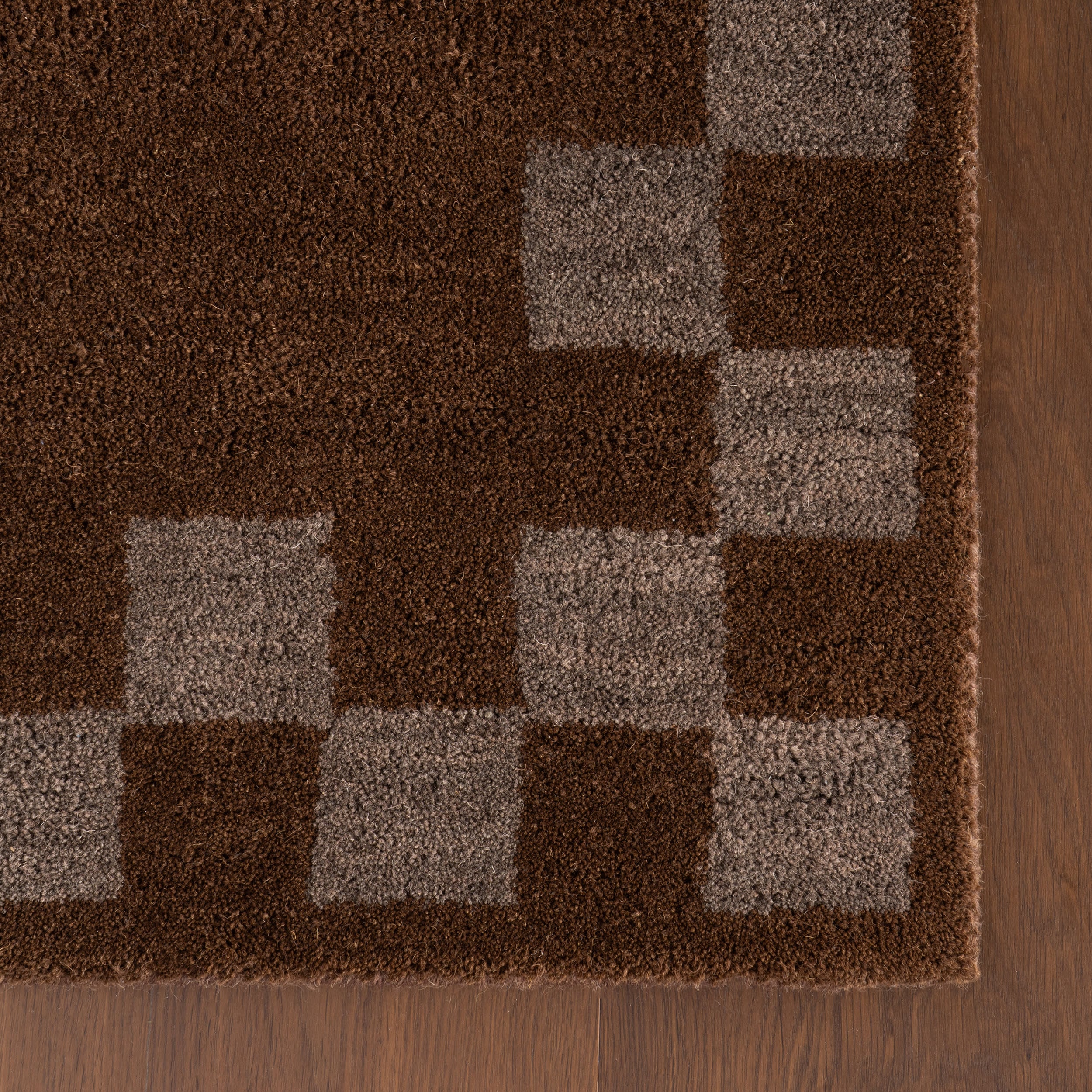 Treva Transitional Checkered Rug | Brown - Image 7