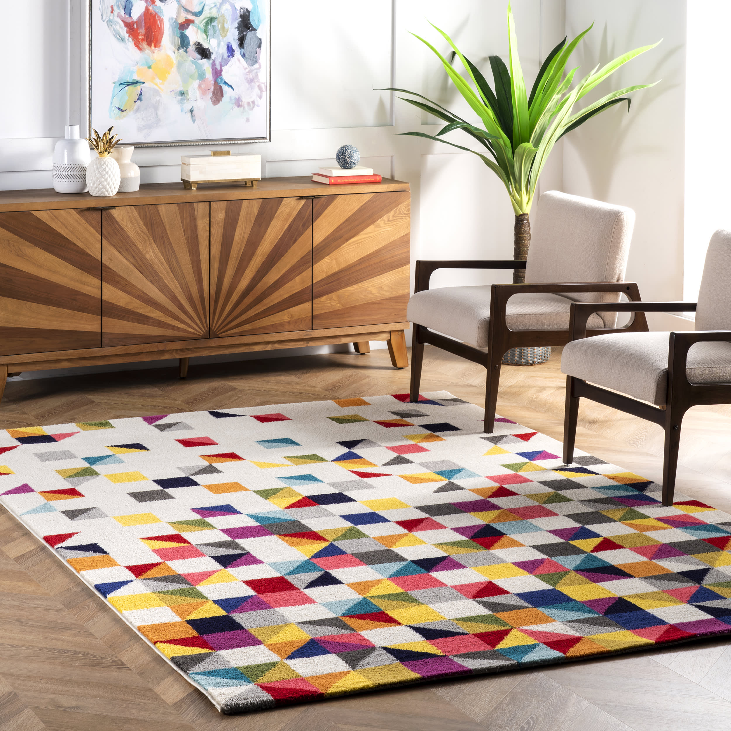Triangle Mosaic Rug | Multicolor - Image 2