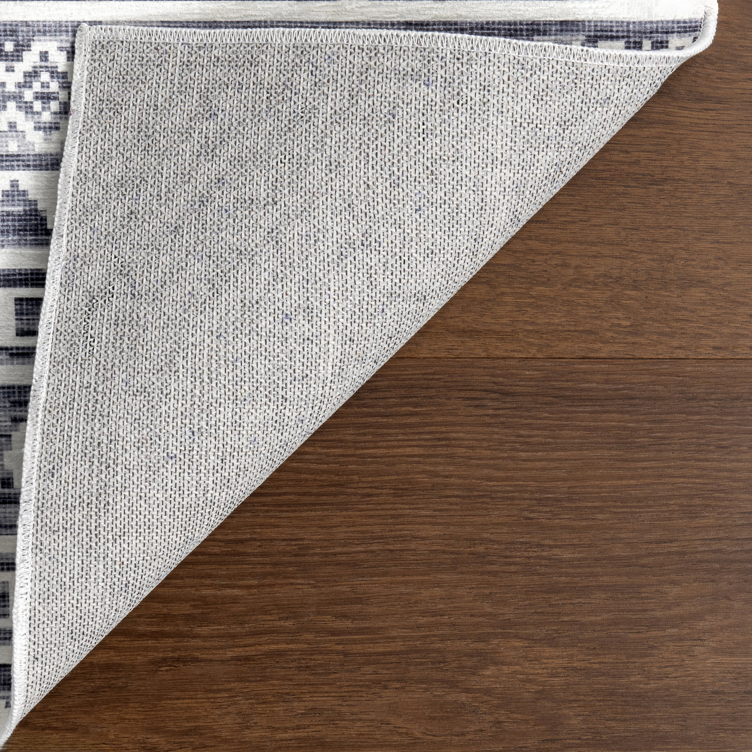 Tribal Banded Spill Proof Washable Rug | Grey - Image 7