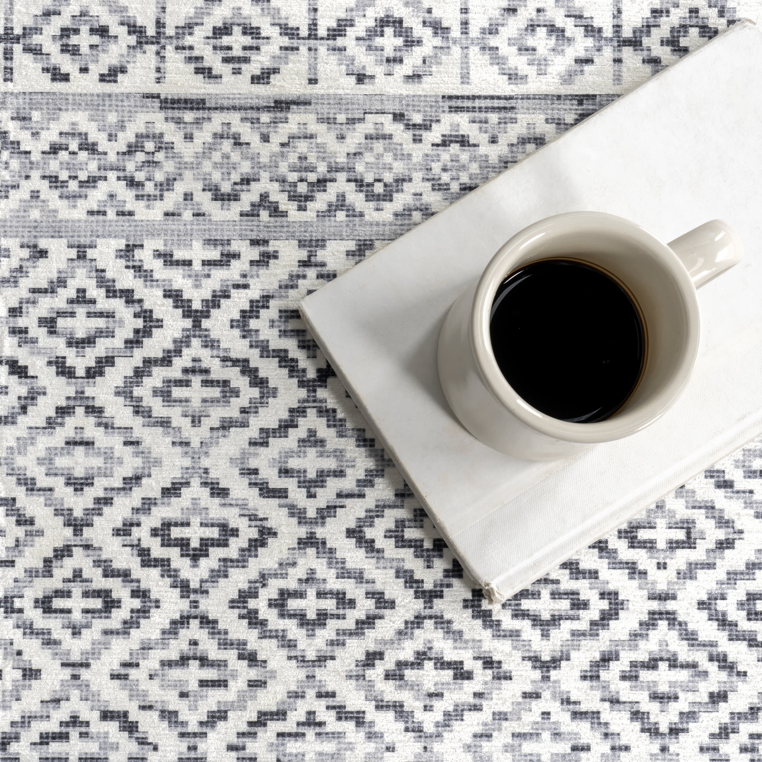 Tribal Banded Spill Proof Washable Rug | Grey - Image 8