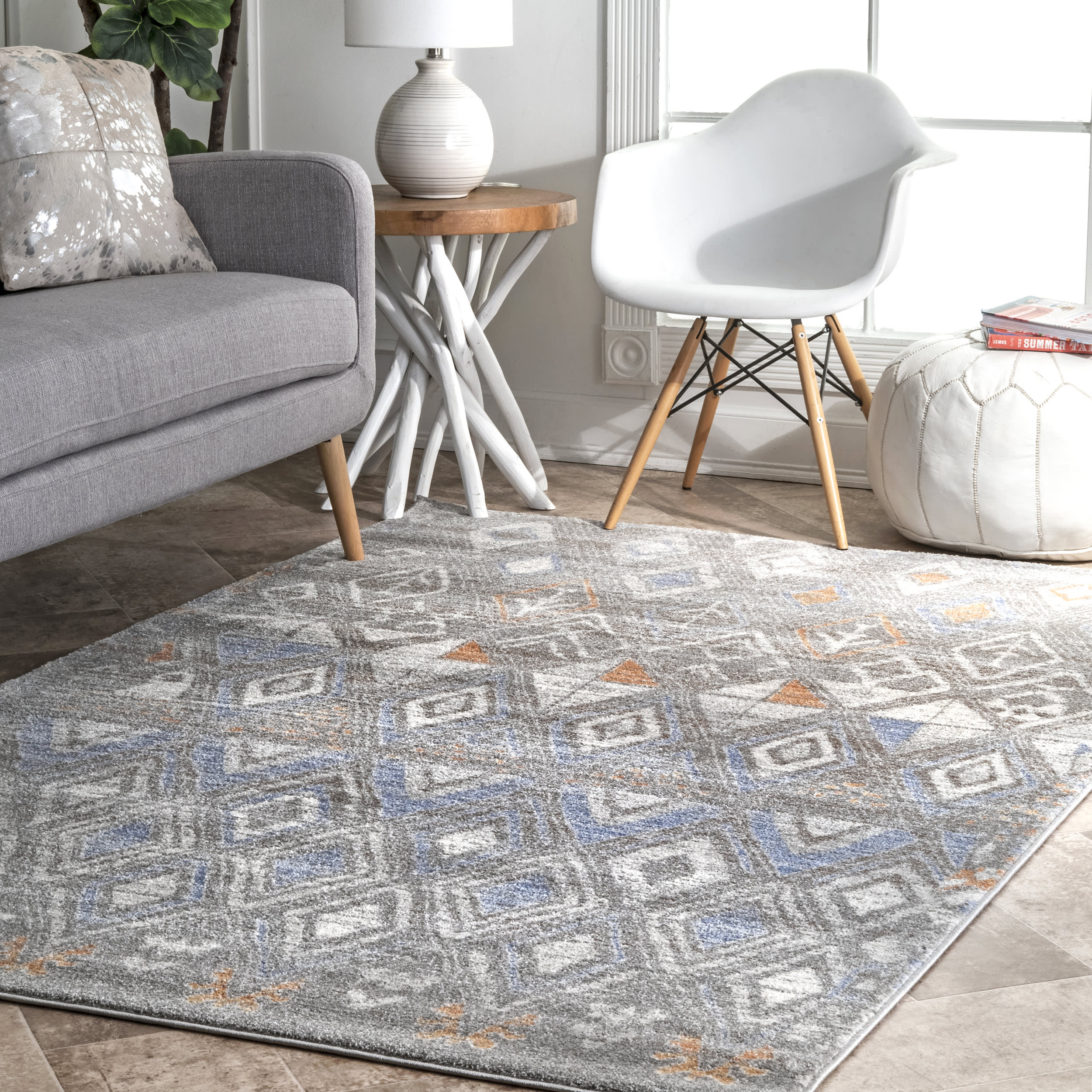 Tribal Diamond Trellis Rug | Grey - Image 2