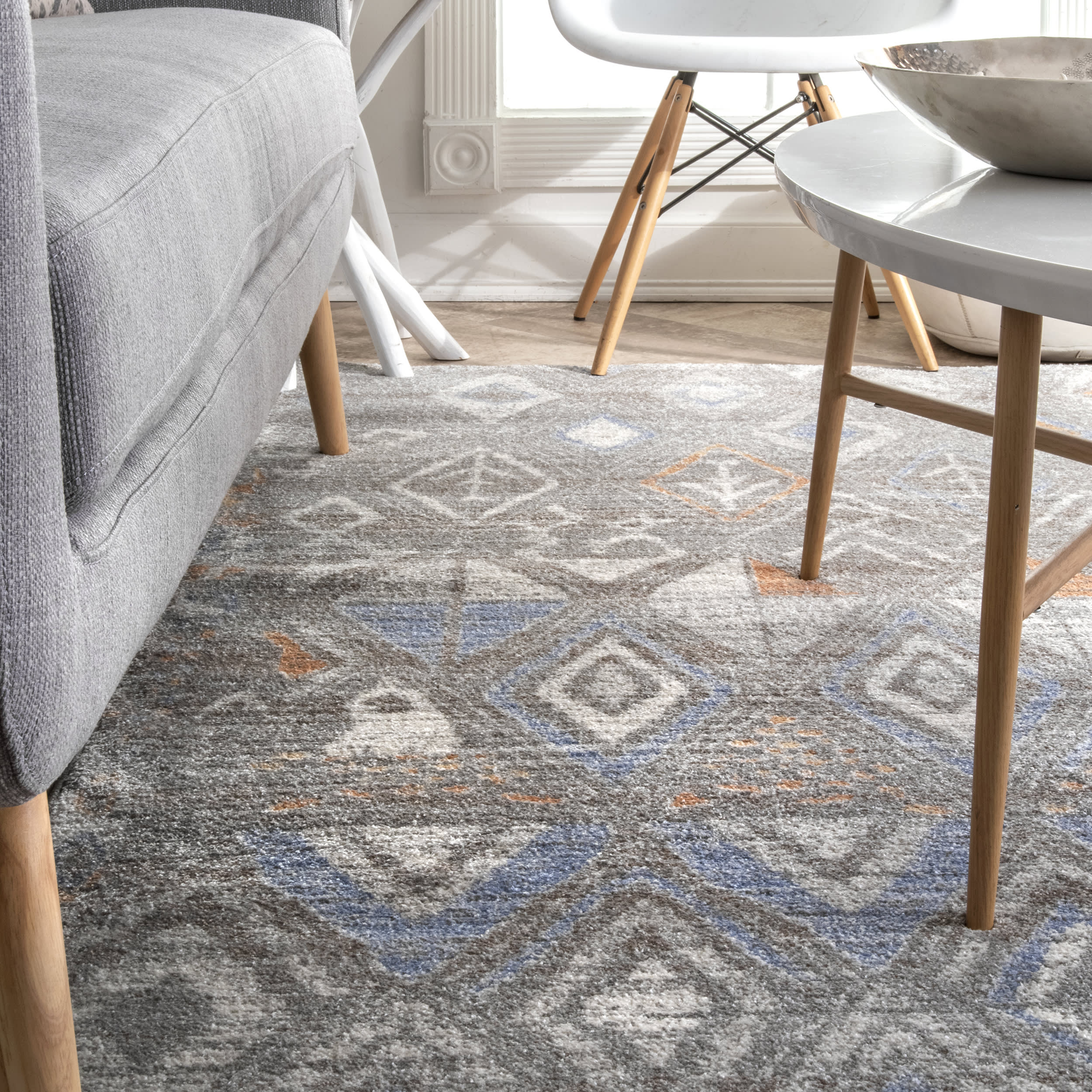 Tribal Diamond Trellis Rug | Grey - Image 4