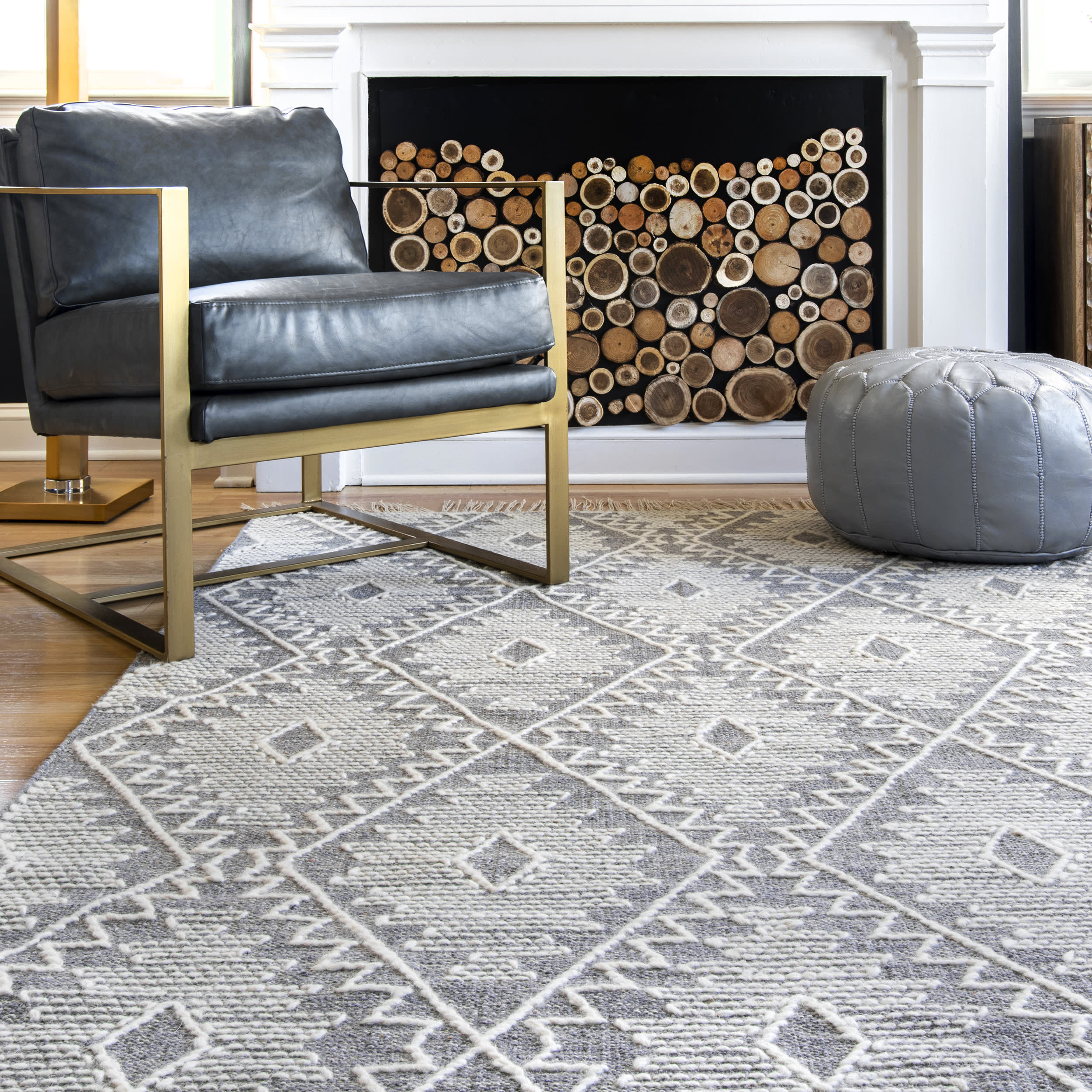 Tribal Eye Trellis Rug | Grey - Image 4