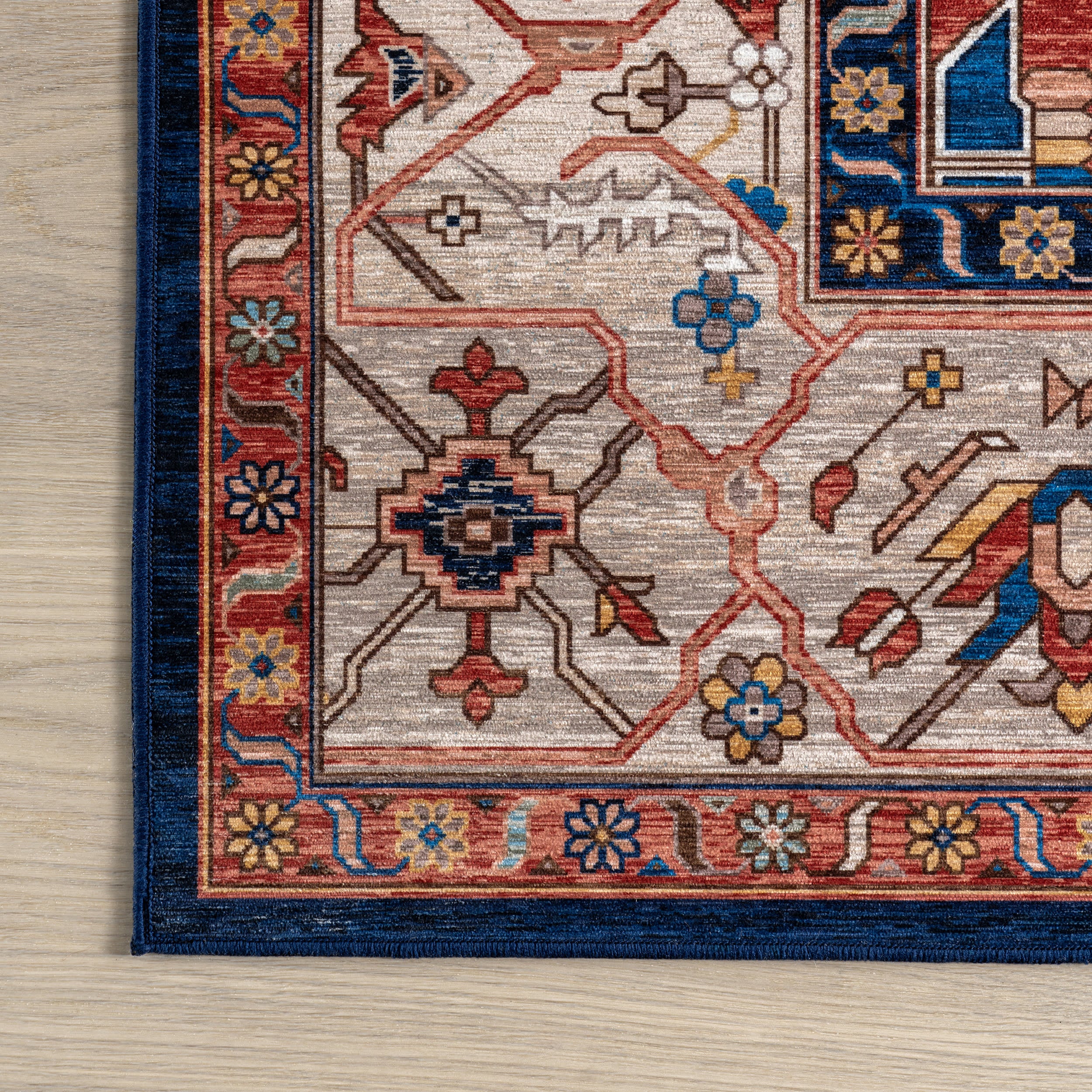 Tribal Medallion Spill Proof Washable Rug | Rust - Image 4