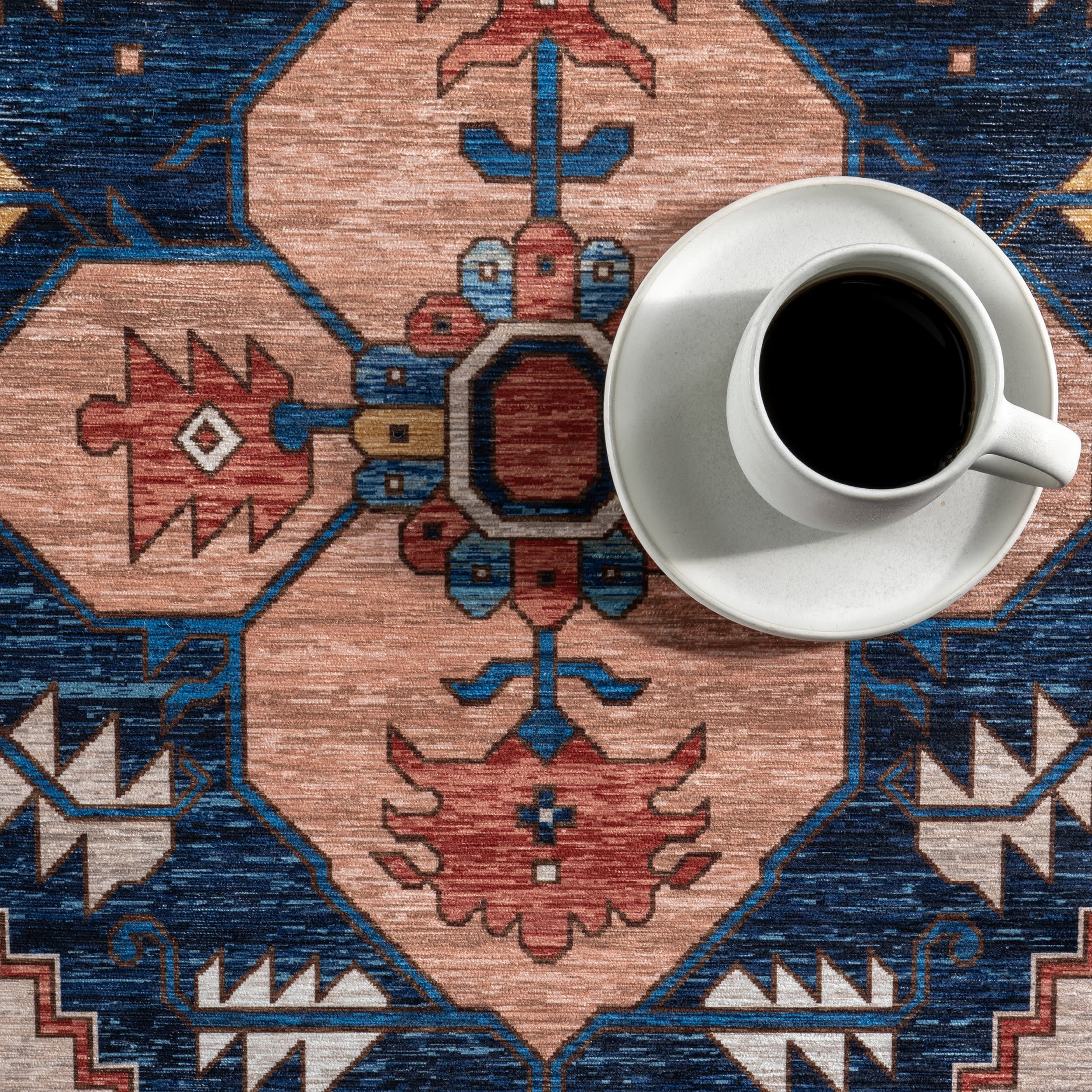 Tribal Medallion Spill Proof Washable Rug | Rust - Image 8