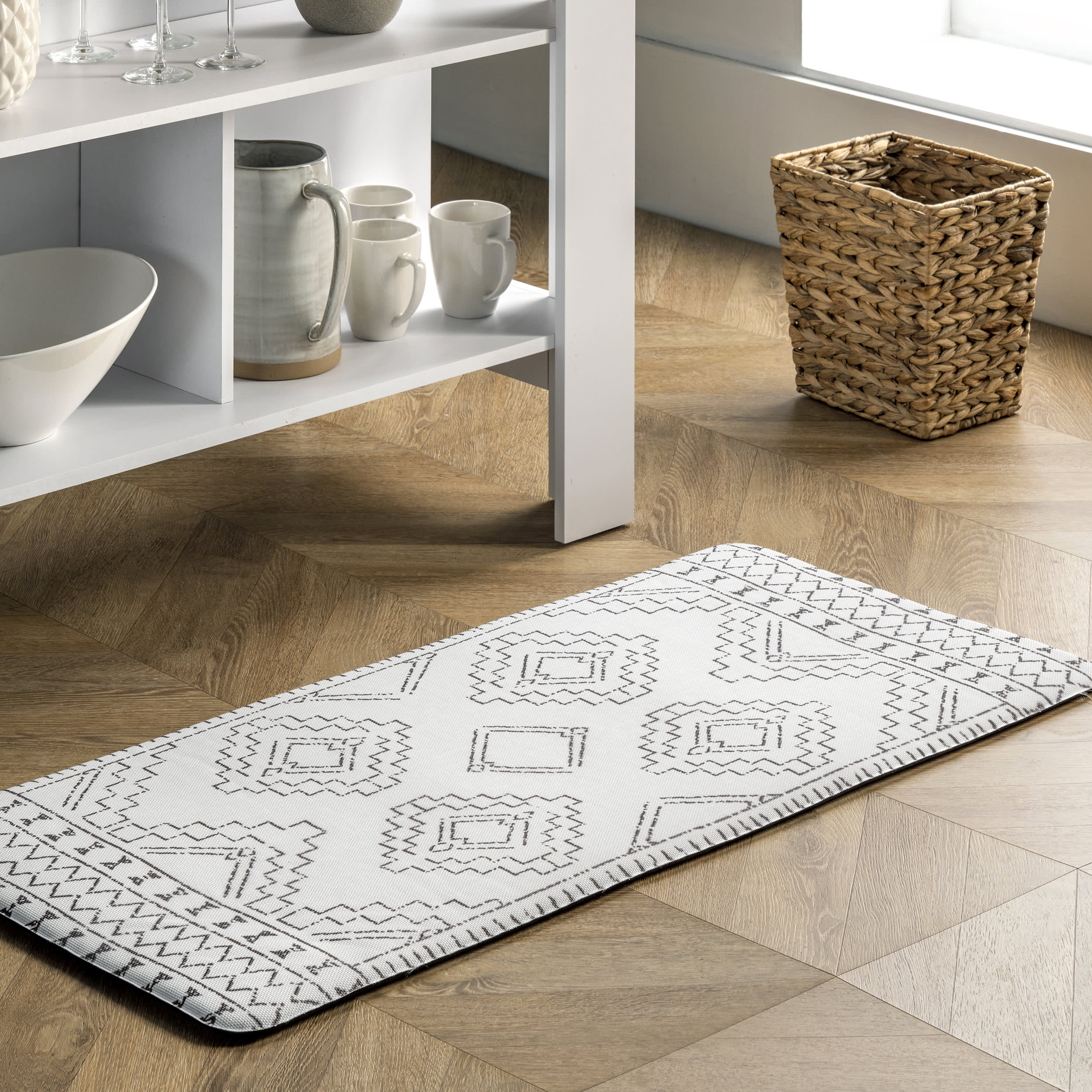 Tribal Moroccan Printed Anti-Fatigue Mat | Light Grey - Image 2