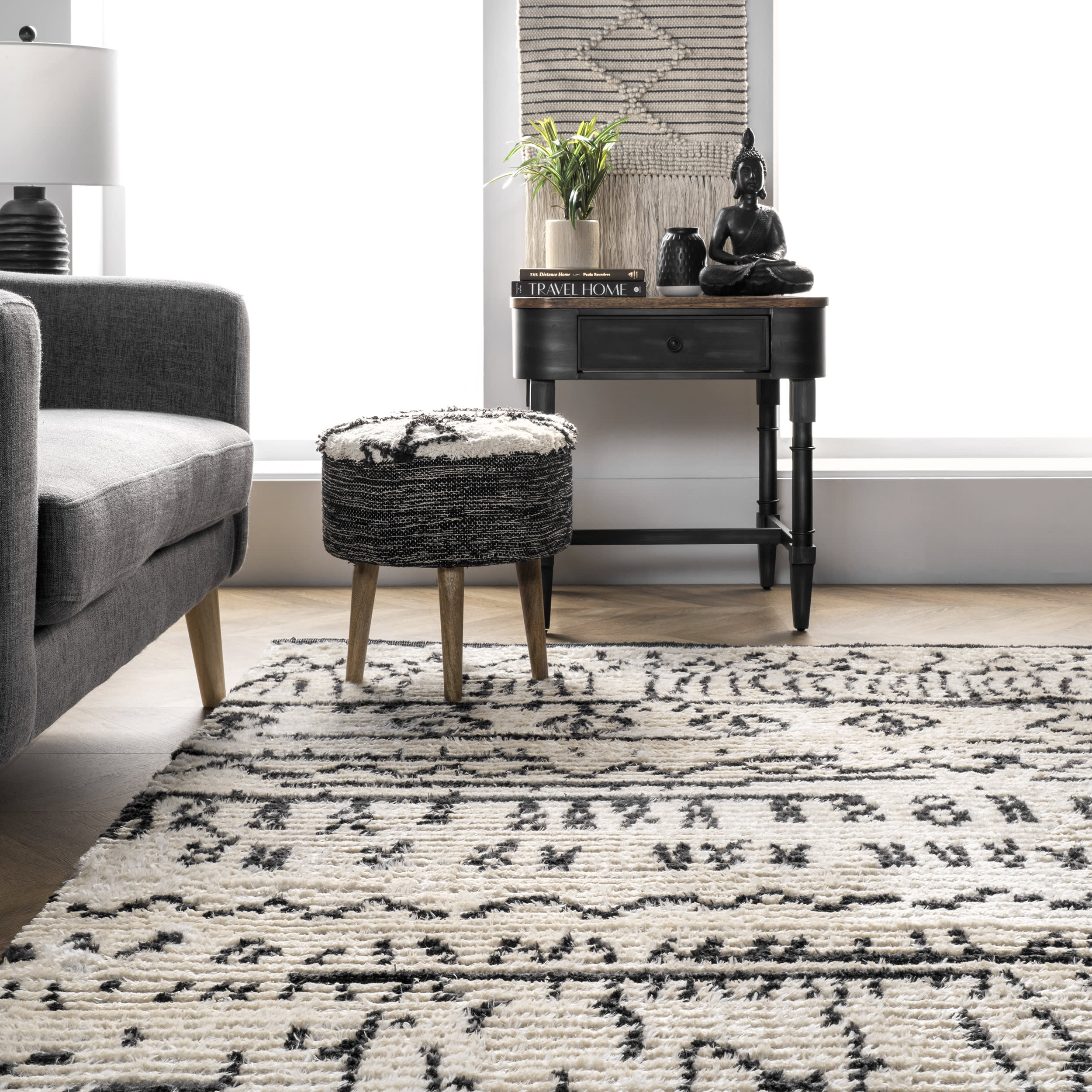 Tribal Mural Tasseled Rug | Beige - Image 4