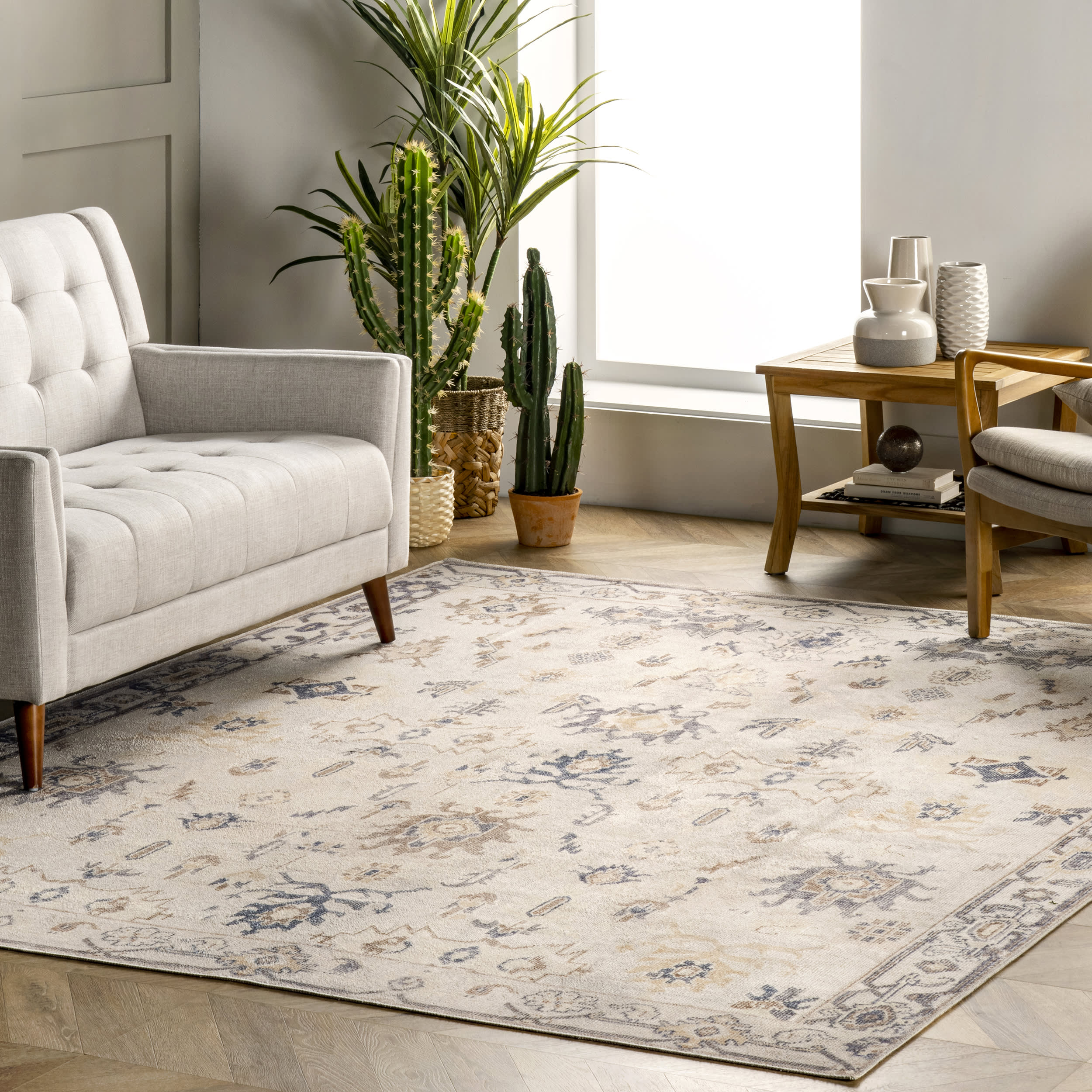 Tribal Mural Washable Rug | Beige - Image 2
