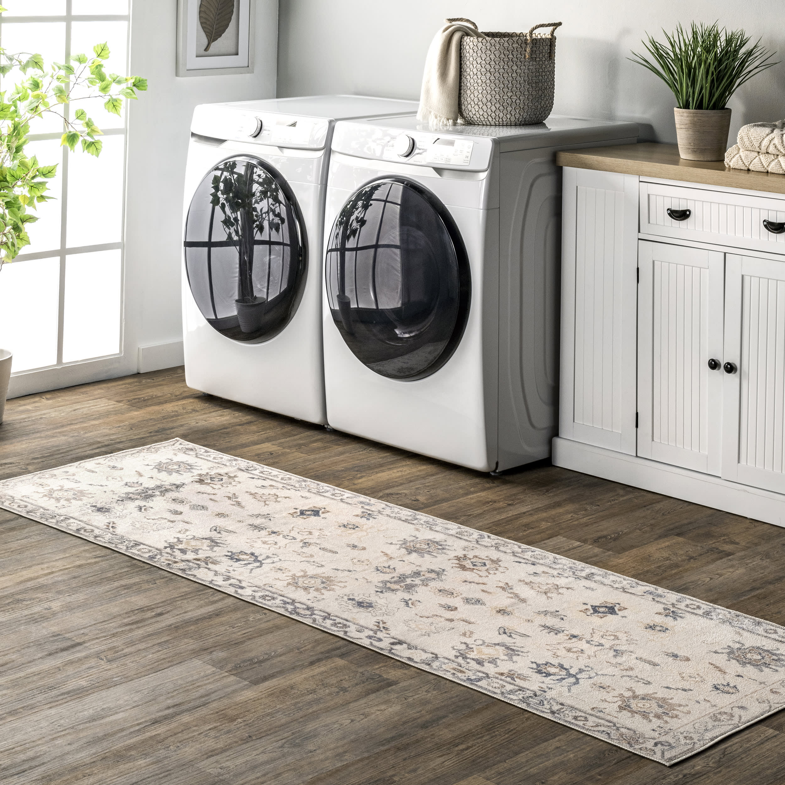 Tribal Mural Washable Rug | Beige - Image 2