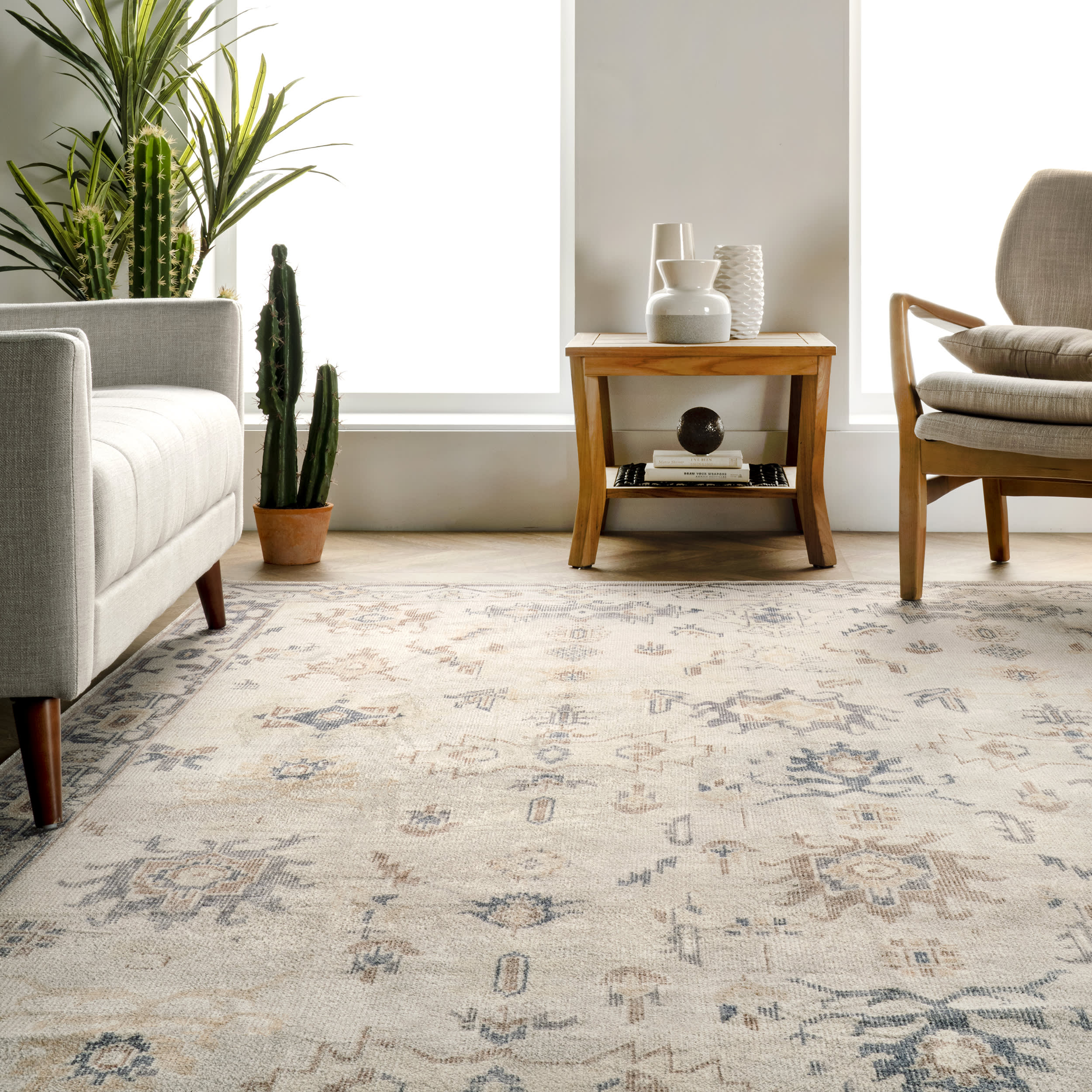 Tribal Mural Washable Rug | Beige - Image 4