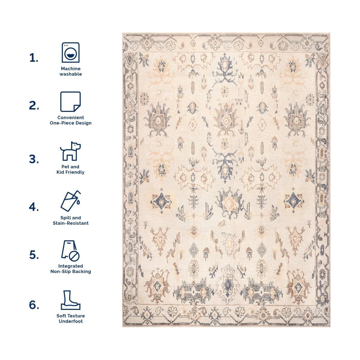 Tribal Mural Washable Rug | Beige - Image 6