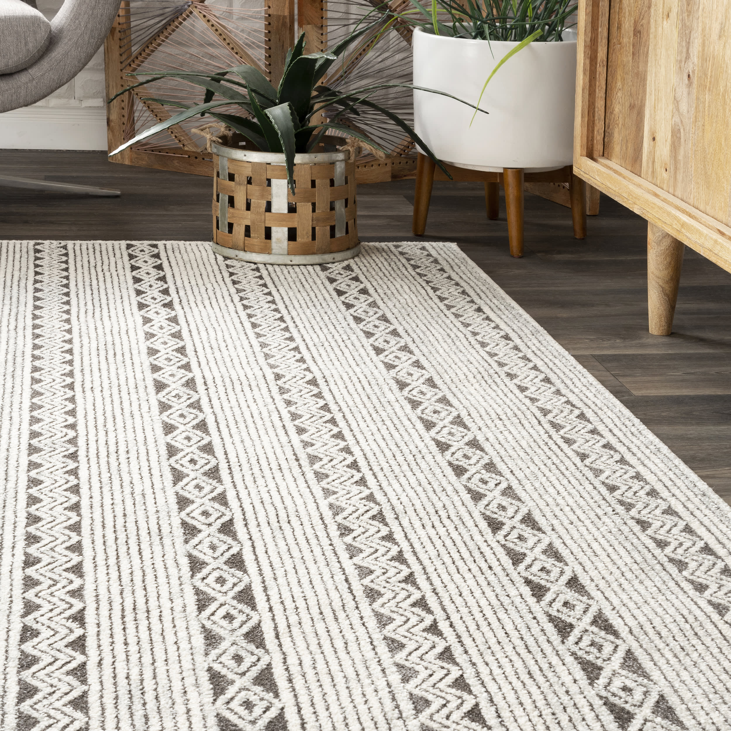 Tribal Pinstripes Rug | Beige - Image 4