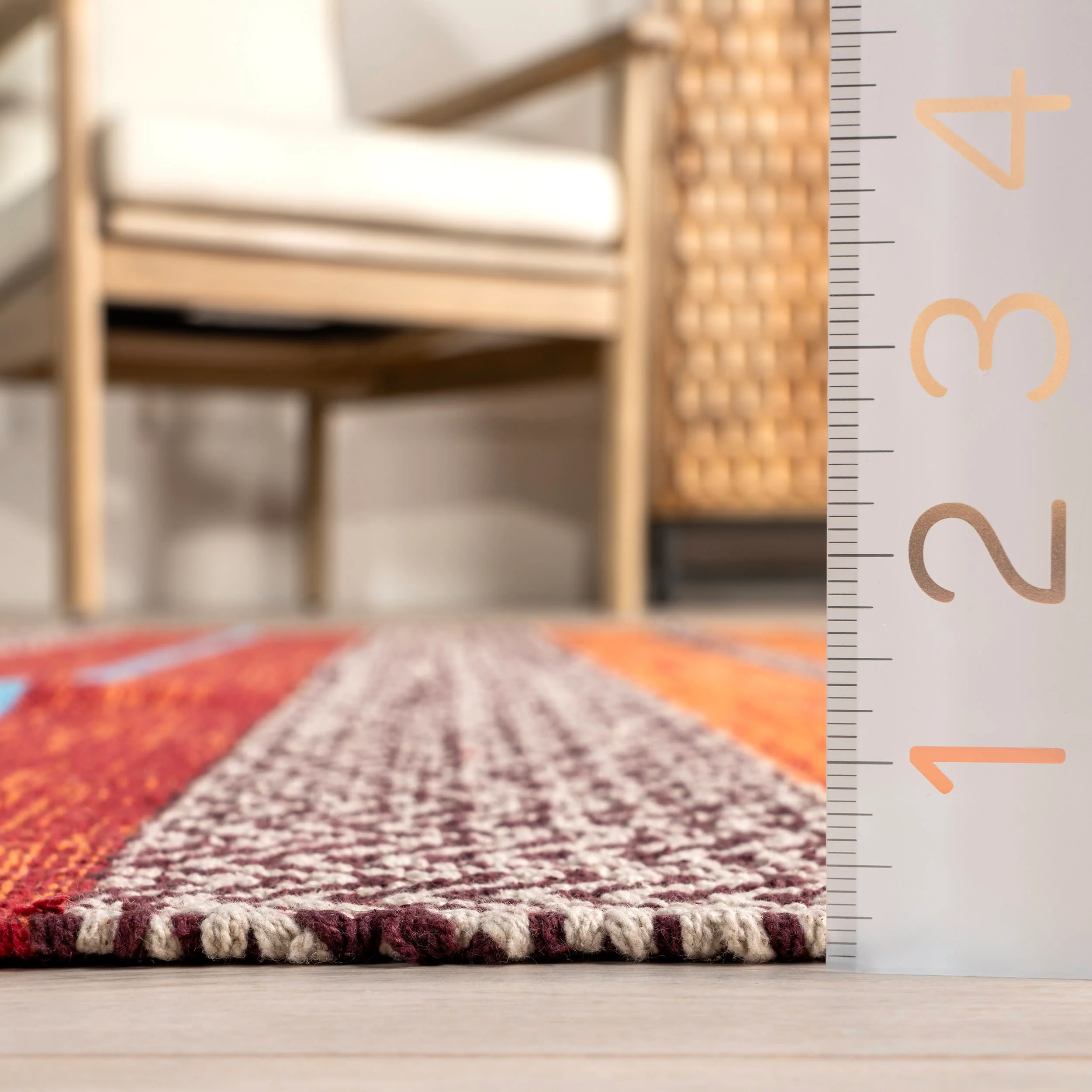 Tribal Stripes Fringe Tassel Rug | Orange - Image 5